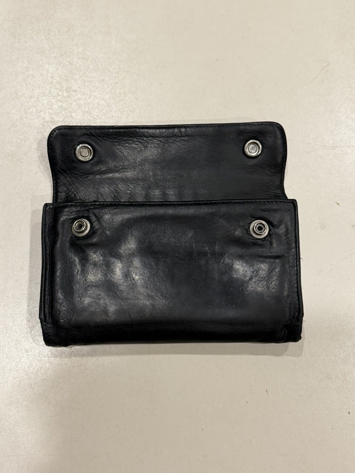 Chrome Hearts Chrome Hearts Black Leather Wave Wallet Silver Cross Balls Size ONE SIZE - 10 Thumbnail