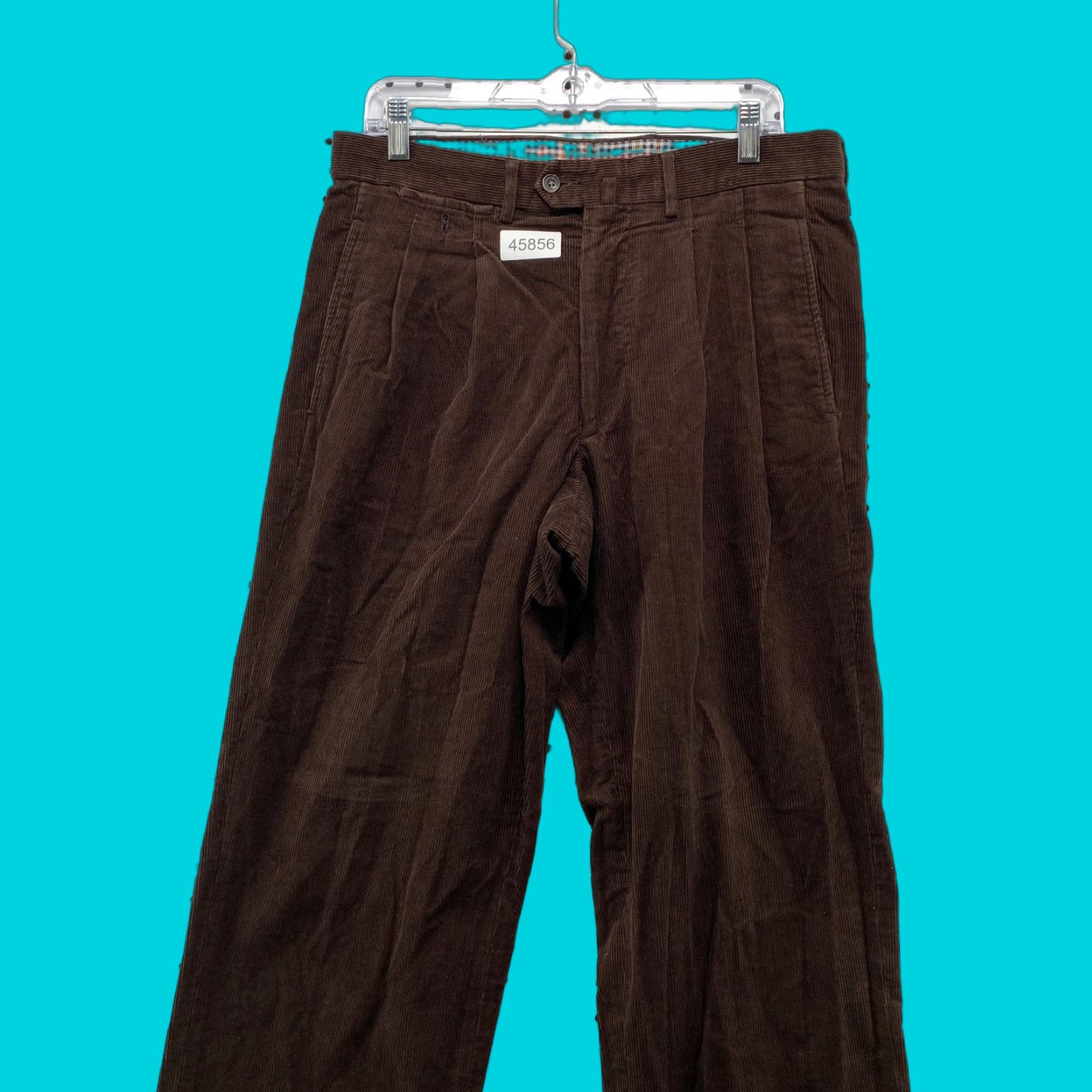 VINTAGE Fir Façonnable Corduroy Pants Mens 32X32 Brown Straight Pleated Cuffed Regular Mens Pants