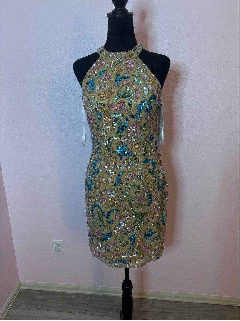 PRISCAVera Women's Primavera Couture Short Dress, Beige, Size 10 Size L / US 10 / IT 46 - 4 Thumbnail