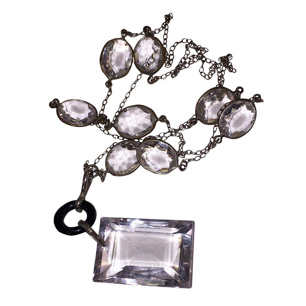 Designer Glass Paste Rivière Bezel Set Necklace Emerald Cut Pendant Size ONE SIZE - 4 Thumbnail