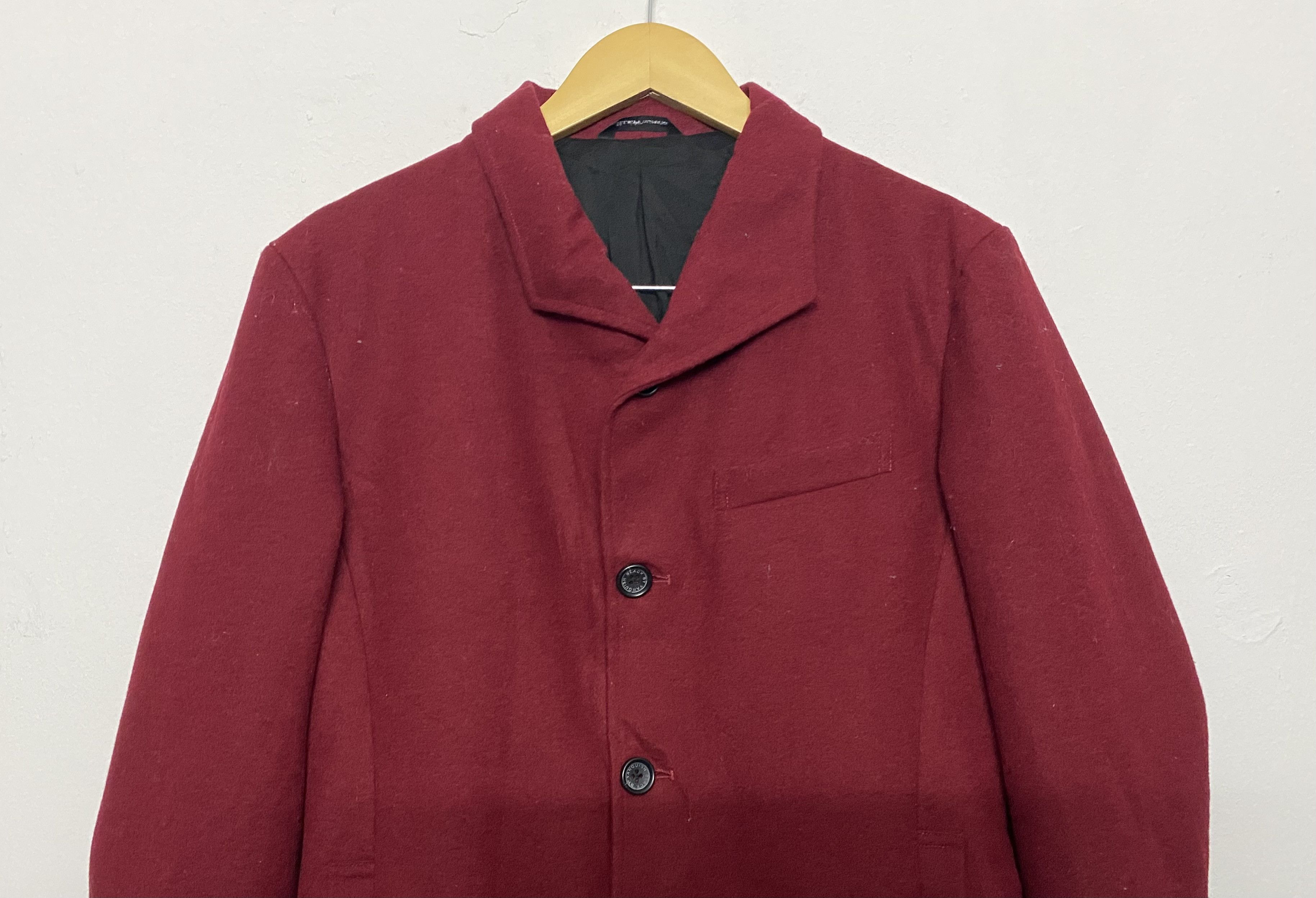 Vanquish Black by VANQUISH Burgundy Wool Blend Peacoat Jacket Size US S / EU 44-46 / 1 - 3 Thumbnail
