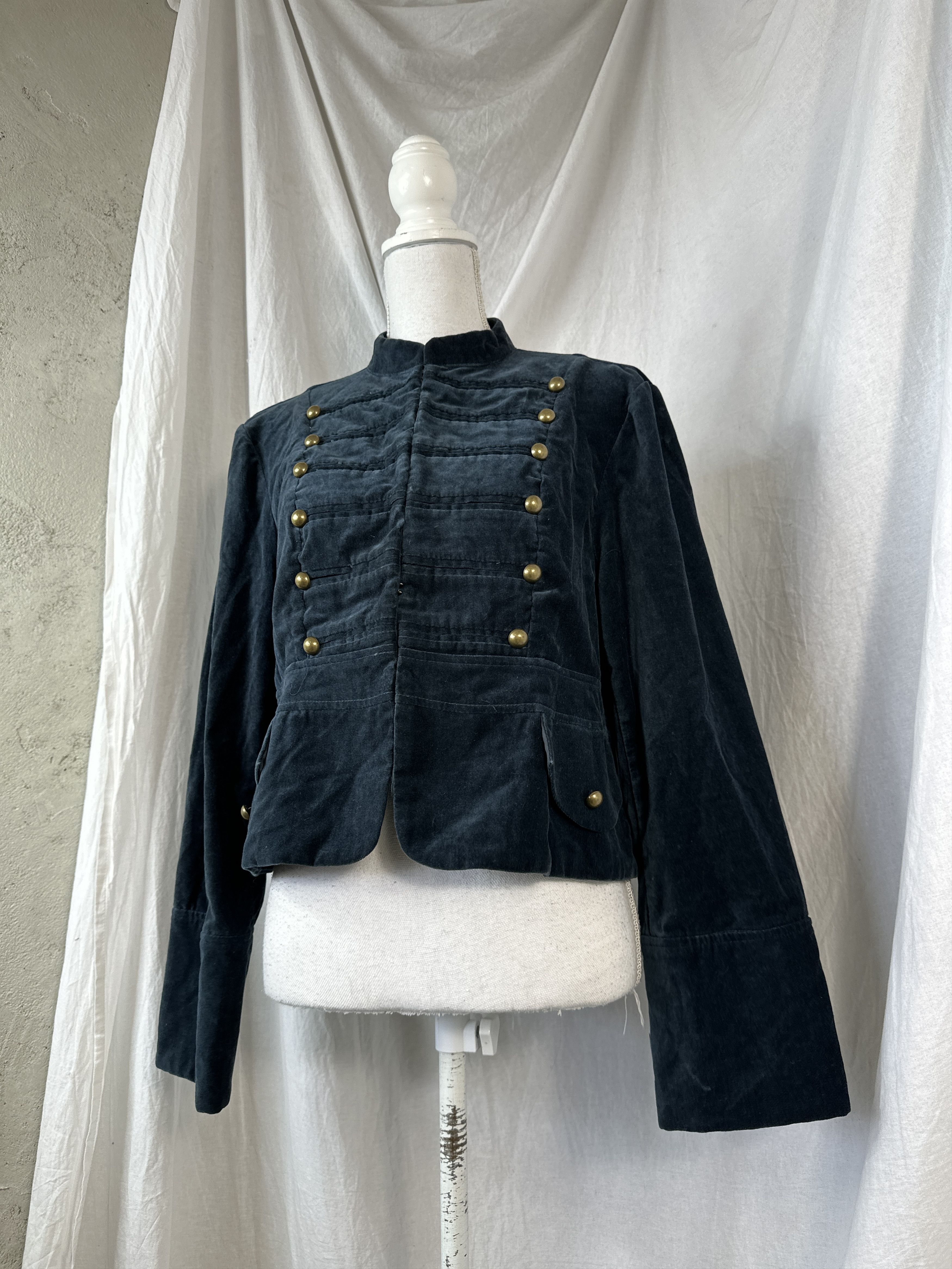 Vintage Velvet Military Styled Avant-Garde Jacket Size M / US 6-8 / IT 42-44 - 1 Thumbnail