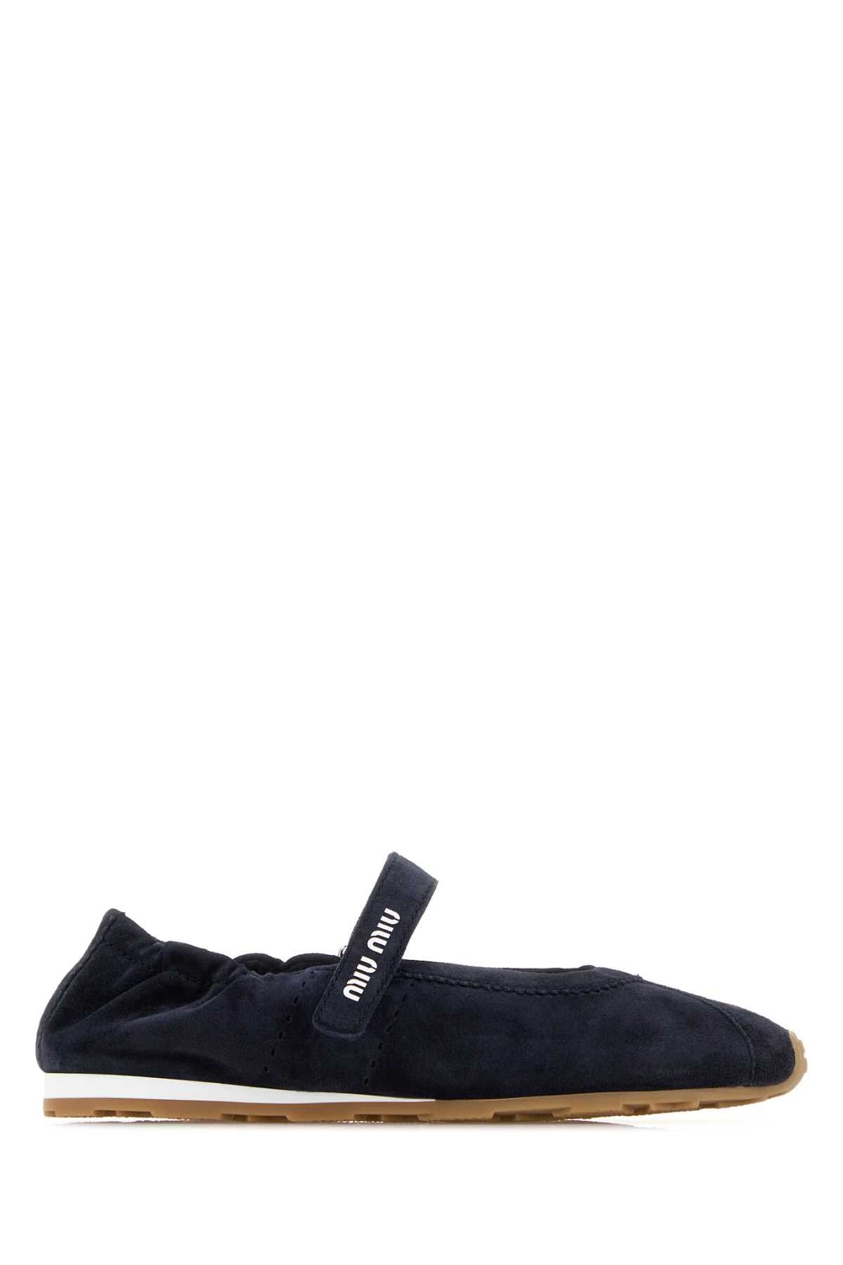 Miu Miu Midnight Blue Suede Ballerinas Size US 6 / IT 36 - 1 Thumbnail