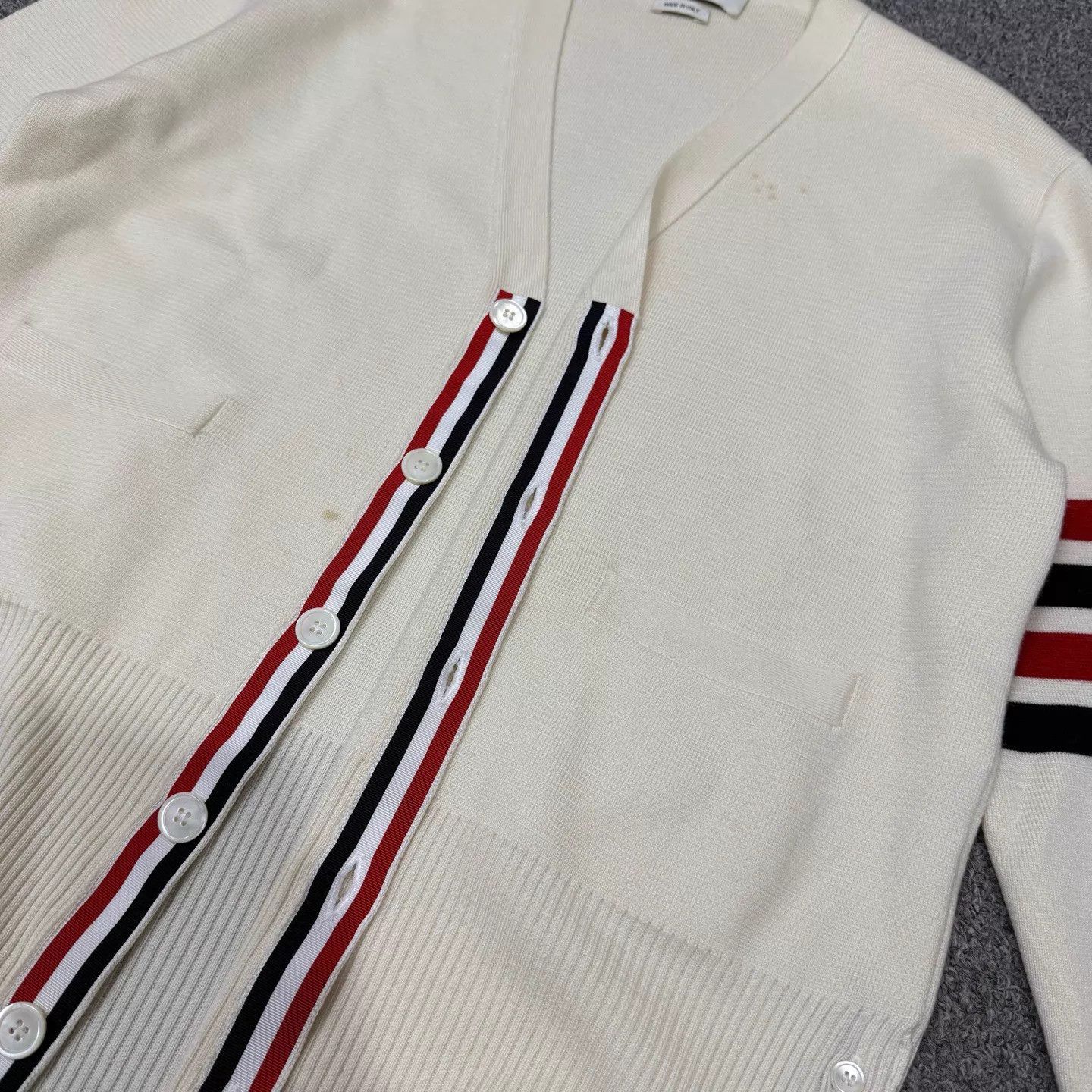 Thom Browne Thom Browne White 4-Bar Wool Cardigan Size 2 99 New Size US M / EU 48-50 / 2 - 3 Thumbnail