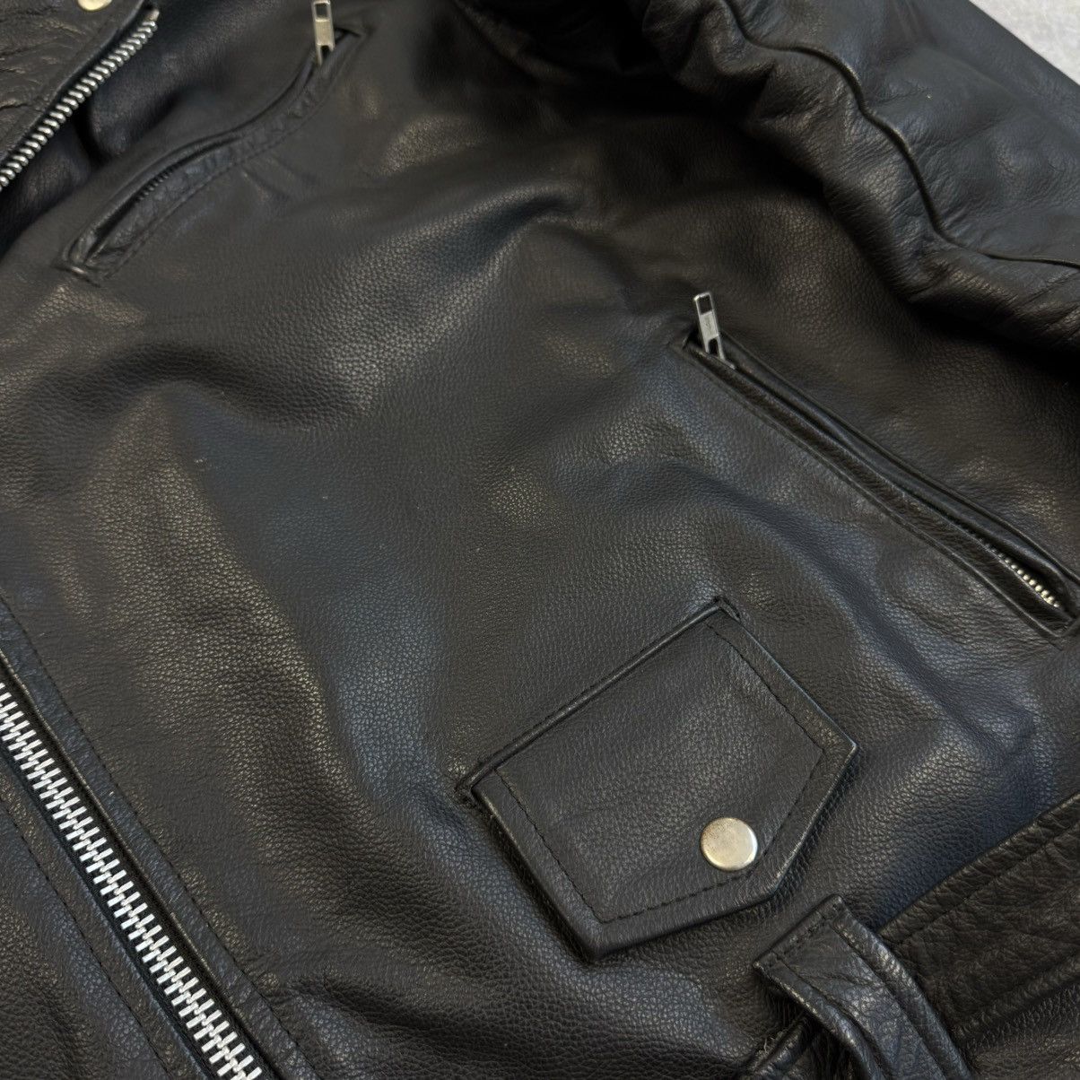 Vintage VINTAGE 90’s BLACK MOTORCYCLE LEATHER BIKER JACKET Size US L / EU 52-54 / 3 - 5 Thumbnail