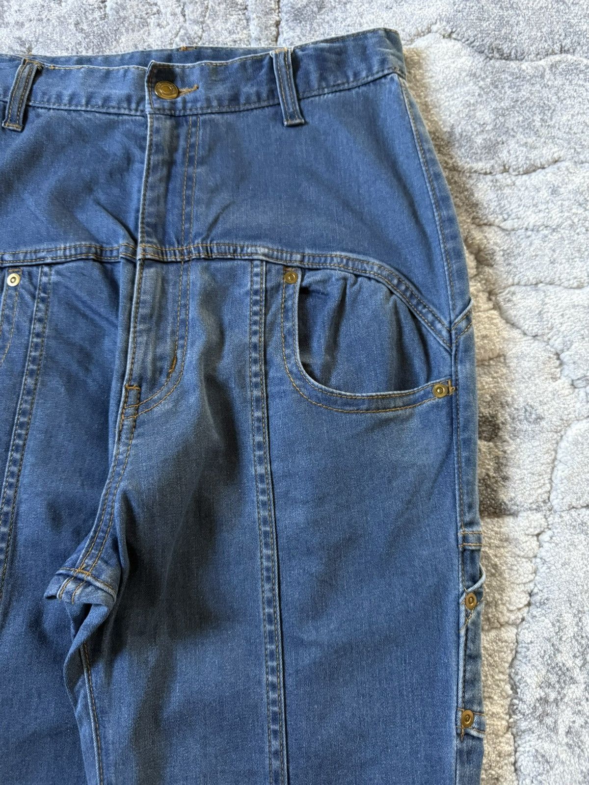 Lee × mercibeaucoup Issey Miyake Mercibeaucop Drop Crotch Multi Paneled Jeans Size US 28 / EU 44 - 4 Thumbnail