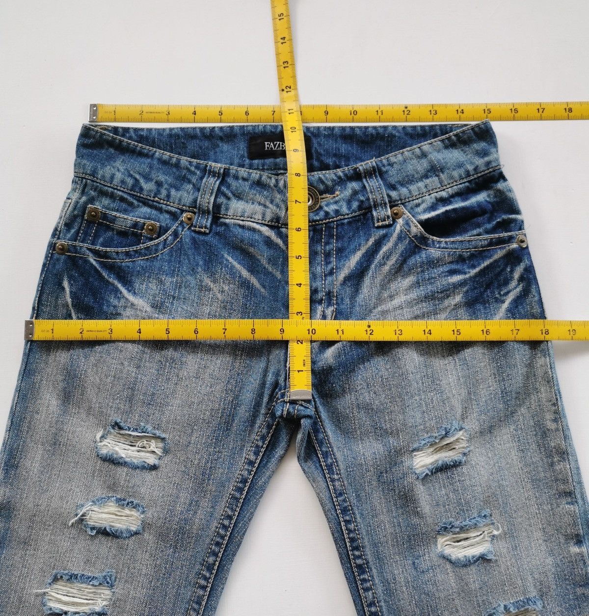 Japanese Brand Fazbee Japan British Flag Distressed Style Denim Jeans Size 30" / US 8 / IT 44 - 8 Thumbnail