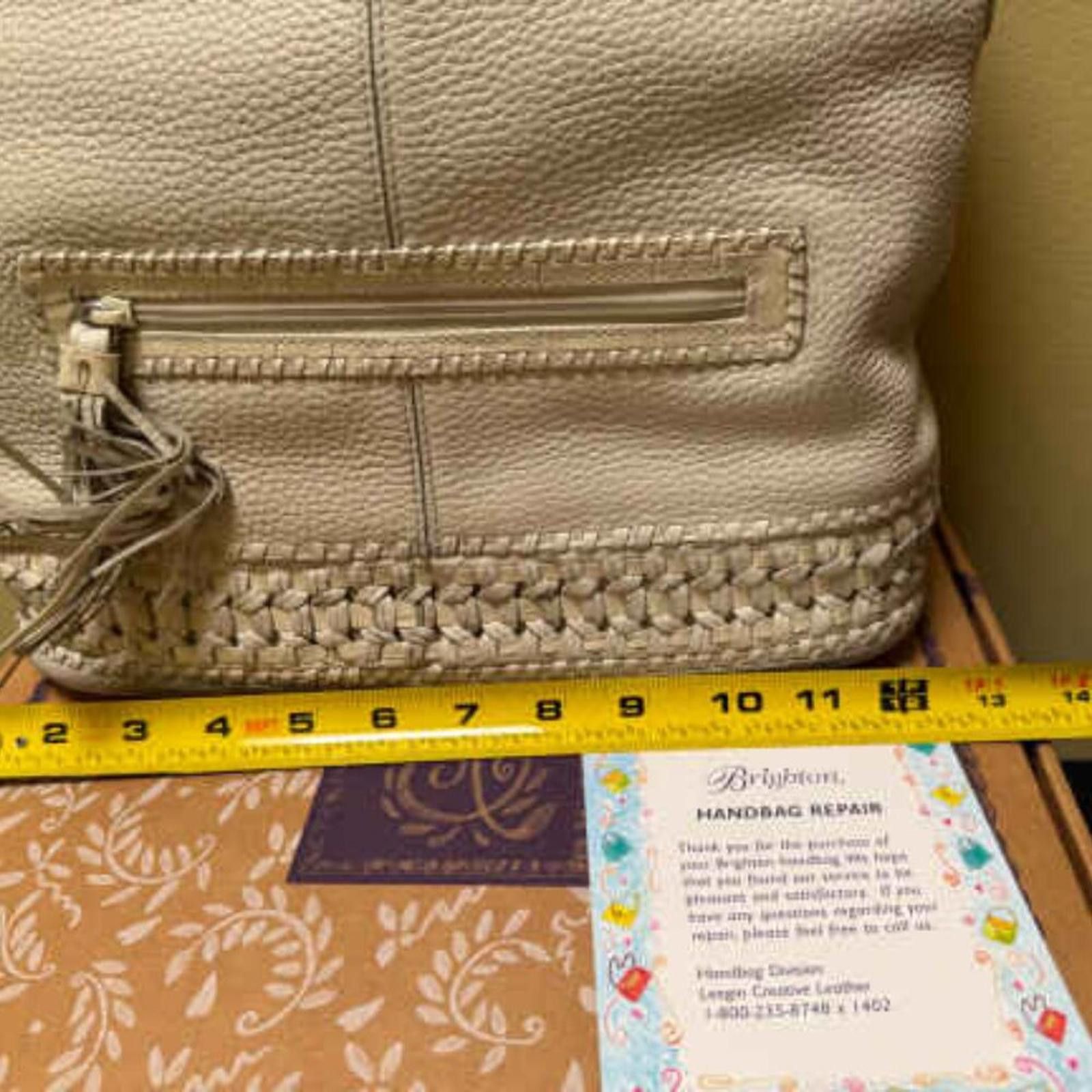 Brighton Brighton Pebbled Leather Hobo Bag Woven Trim Dust Bag & Box Size ONE SIZE - 4 Thumbnail