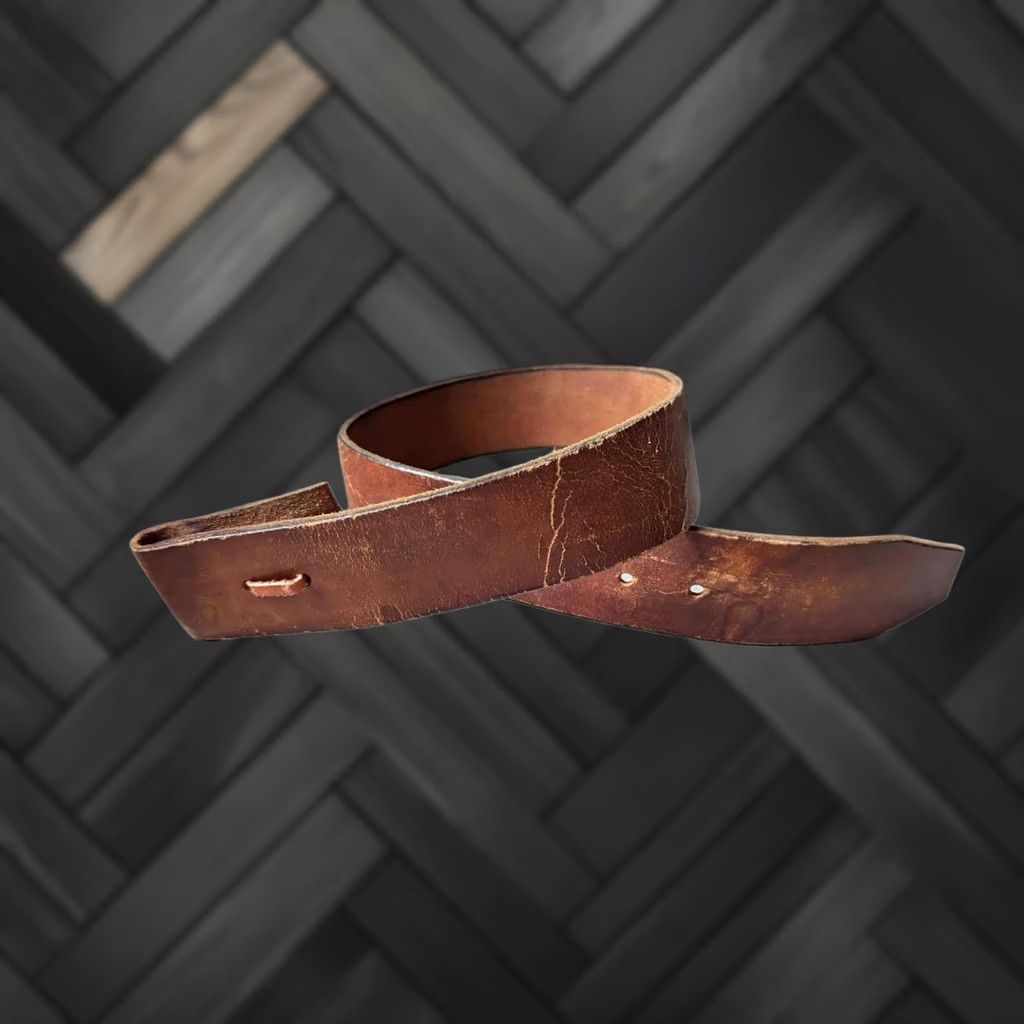 Vintage VINTAGE HANDCRAFTED leather belt brown WESTERN cowboy buckle 24 COWHIDE Womens Size ONE SIZE - 1 Thumbnail