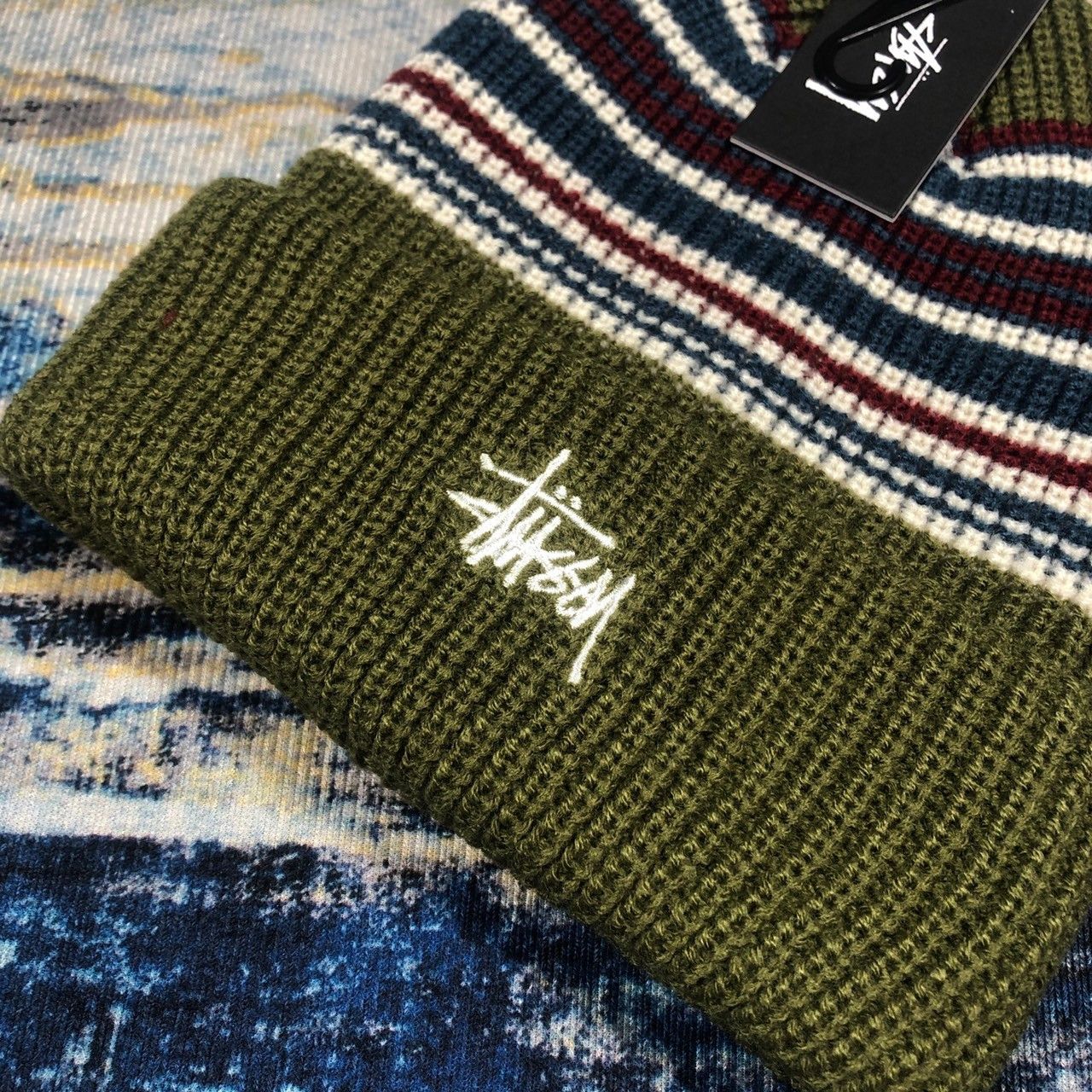 Stussy × Vintage Stussy Striped Cuff Beanie Size ONE SIZE - 3 Thumbnail