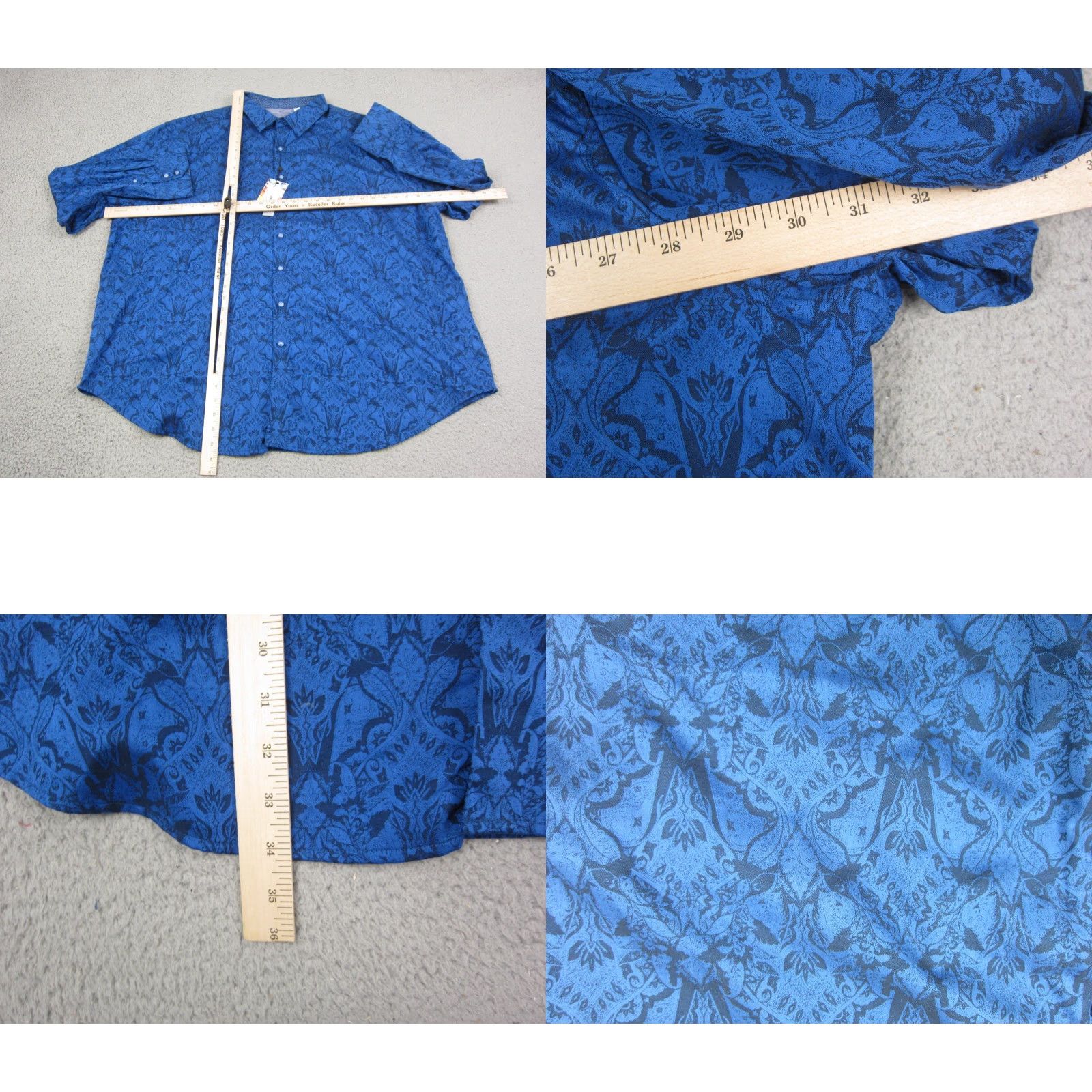 Robert Graham Robert Graham Shirt Mens 3XL Blue Highland Damask Jacquard Button Down Shirt Size US XXL / EU 58 / 5 - 8 Thumbnail