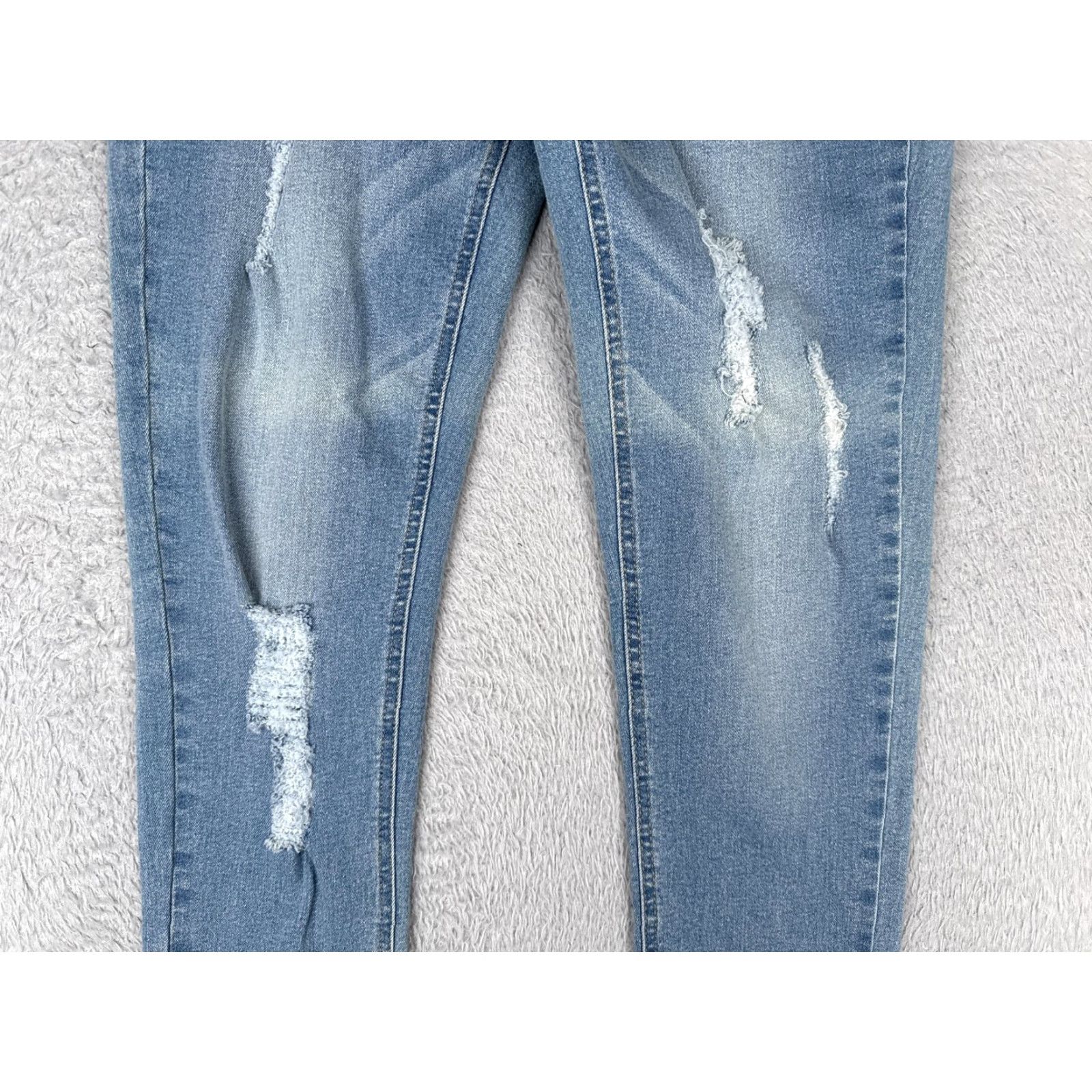 Venus Venus Jeans Womens 4 Blue Light Wash Skinny Ankle Zip Distressed Stretch Denim Size 28" / US 6 / IT 42 - 3 Thumbnail