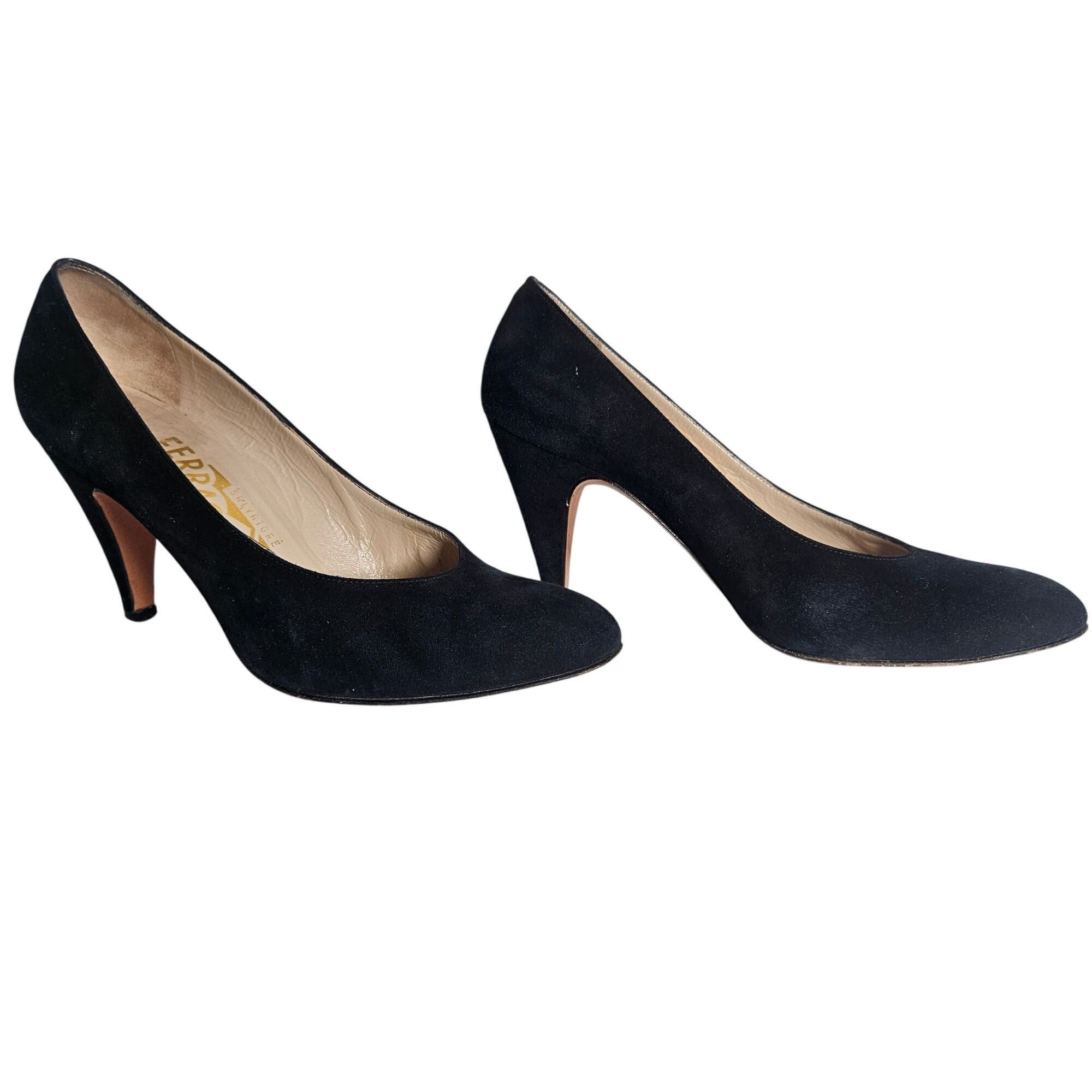 Salvatore Ferragamo Salvatore Ferragamo Women's Black Suede Pumps 5.5B | Quiet L Size US 5.5 / IT 35.5 - 8 Thumbnail
