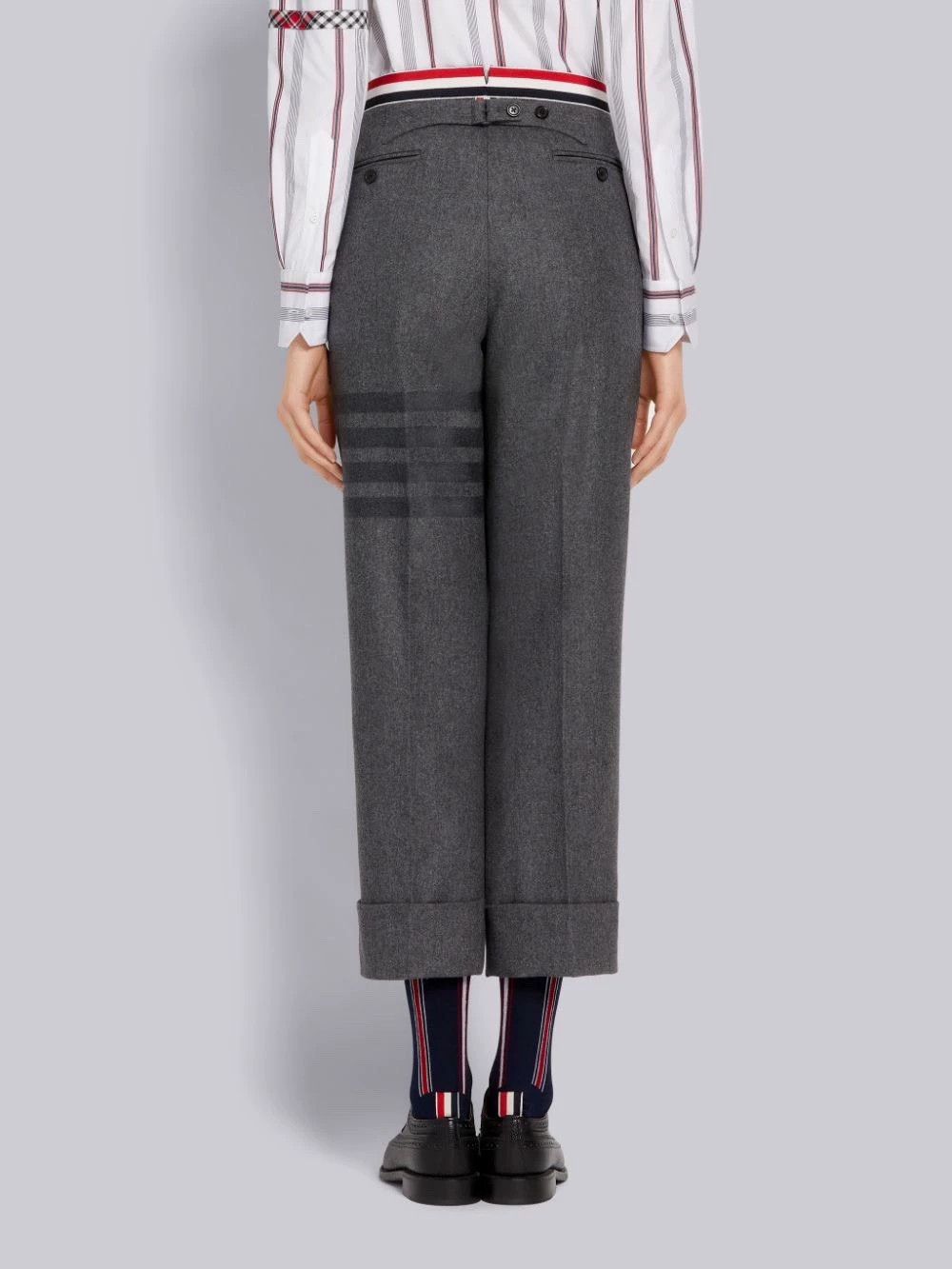 Thom Browne Thom Browne Deep Gray Four-Bar Wool High-Waisted Trousers Size 26" / US 2 / IT 38 - 7 Thumbnail
