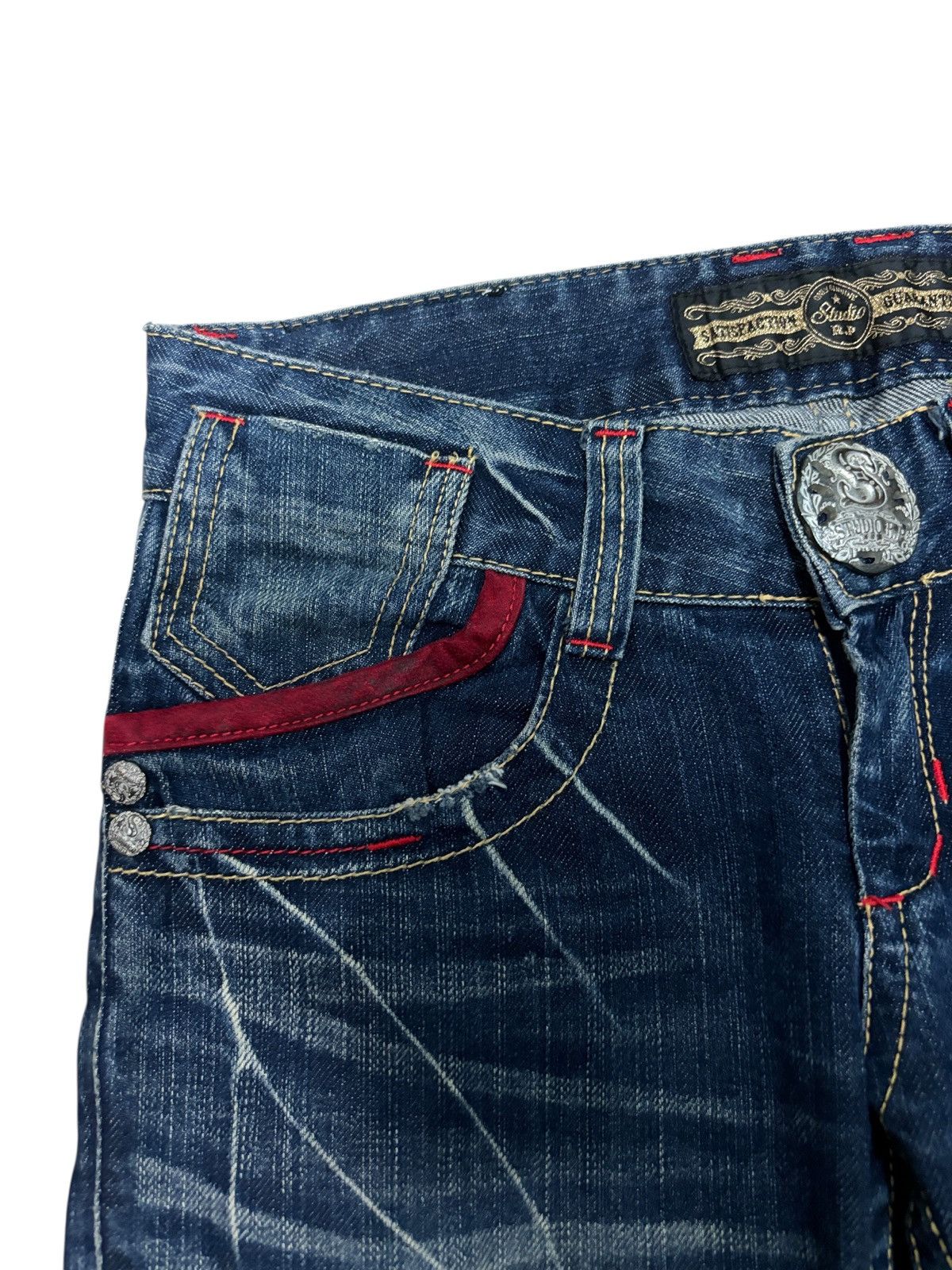 Japanese Brand Y2K Studio R.P Red Pepper Flare Denim Jeans Size 28" / US 6 / IT 42 - 7 Thumbnail