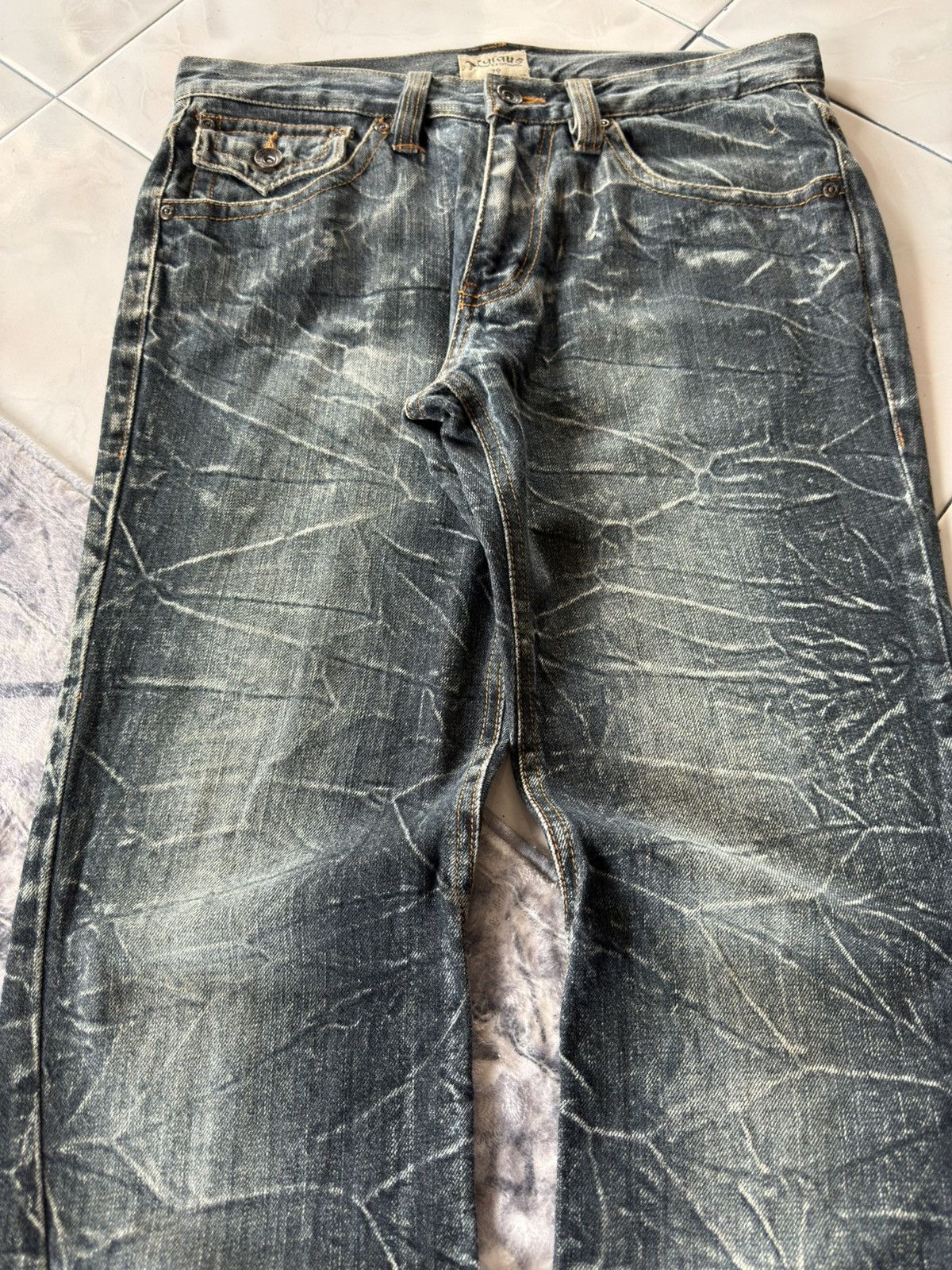 If Six Was Nine Nylaus Japan Shatter Wash Spiral Glam Flared Jeans Size US 30 / EU 46 - 3 Thumbnail