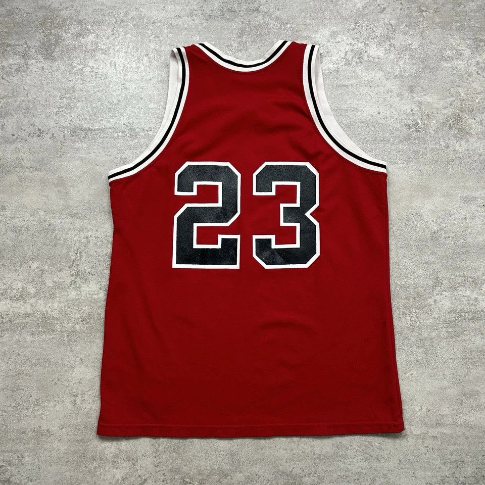 Vintage CHICAGO BULLS MICHAEL JORDAN SAND KNIT JERSEY Sz XL RED Size US XL / EU 56 / 4 - 2 Thumbnail
