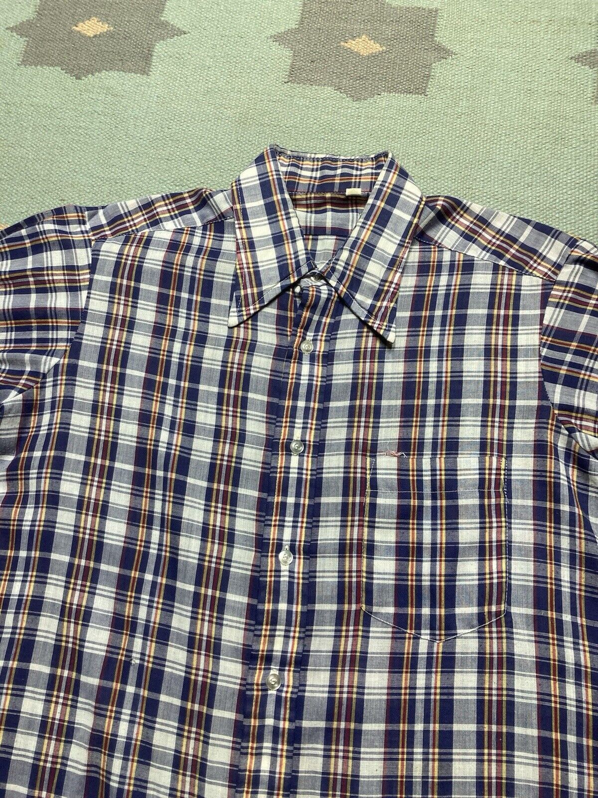 Vintage Vintage 70s button shirt plaid check lightweight medium Size US M / EU 48-50 / 2 - 3 Thumbnail