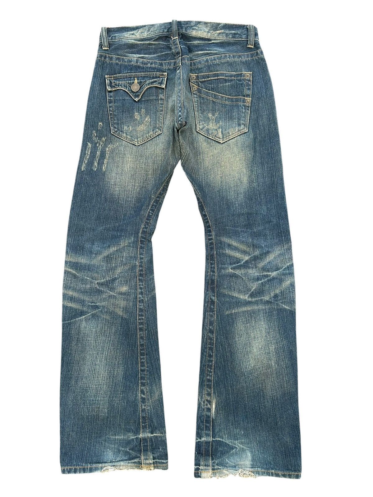 Kapital FLARE RATTLE TRAP PUNK STYLE DISTRESSED DENIM JEANS ☠️🎌 Size US 34 / EU 50 - 6 Thumbnail