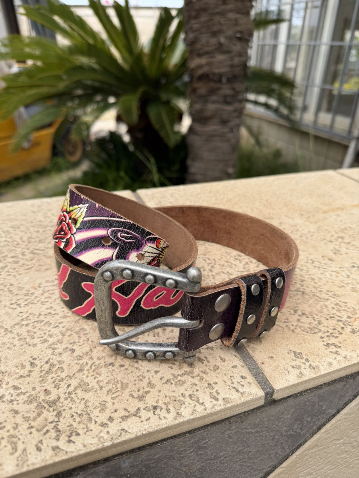 Ed Hardy Ed Hardy Leather Belt Multicolor Size ONE SIZE - 2 Thumbnail