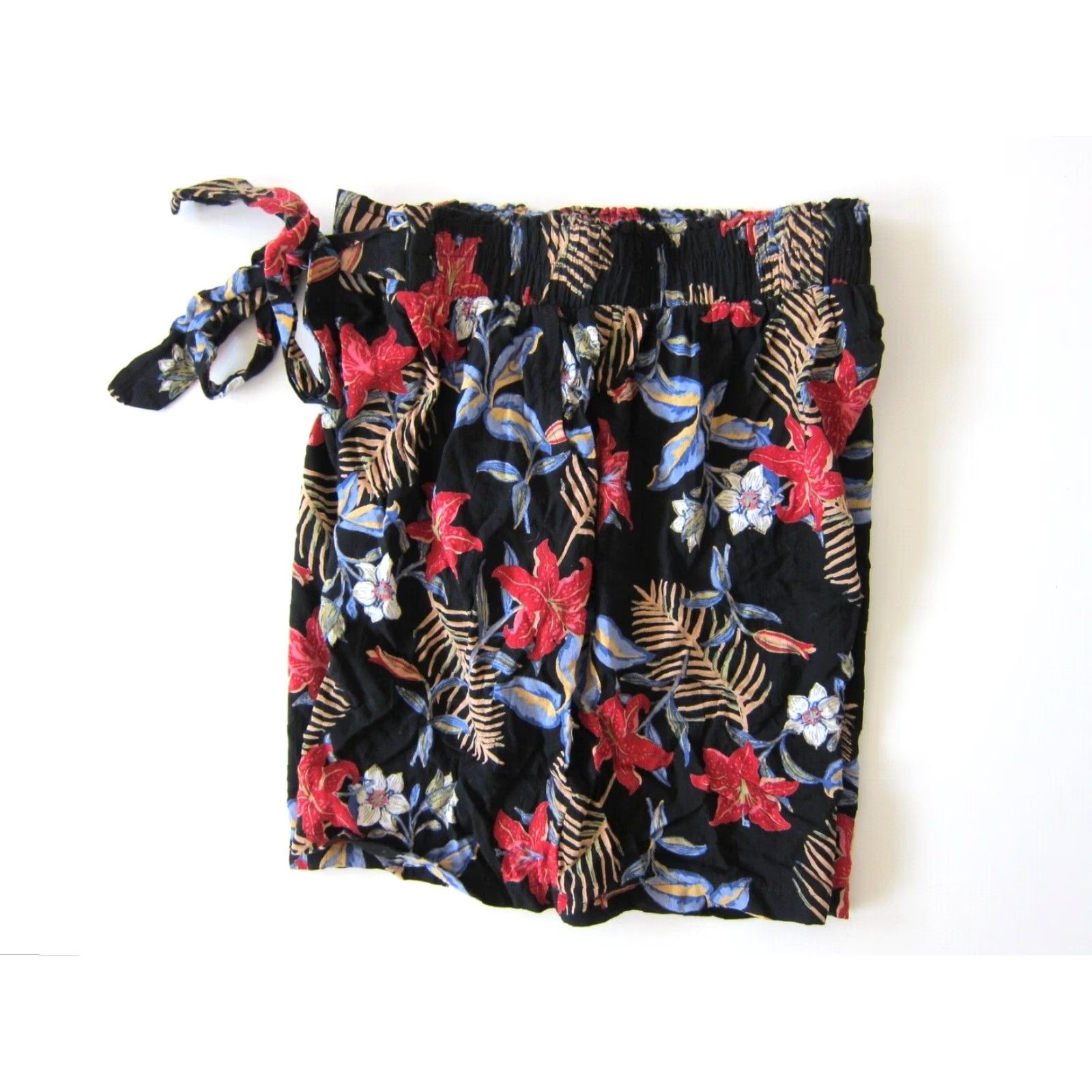 Vintage Angie 100% Rayon Black Blue Red Pink Floral Pocket High Rise Waist Short Small Women XS-Size? Size 28" / US 6 / IT 42 - 5 Thumbnail
