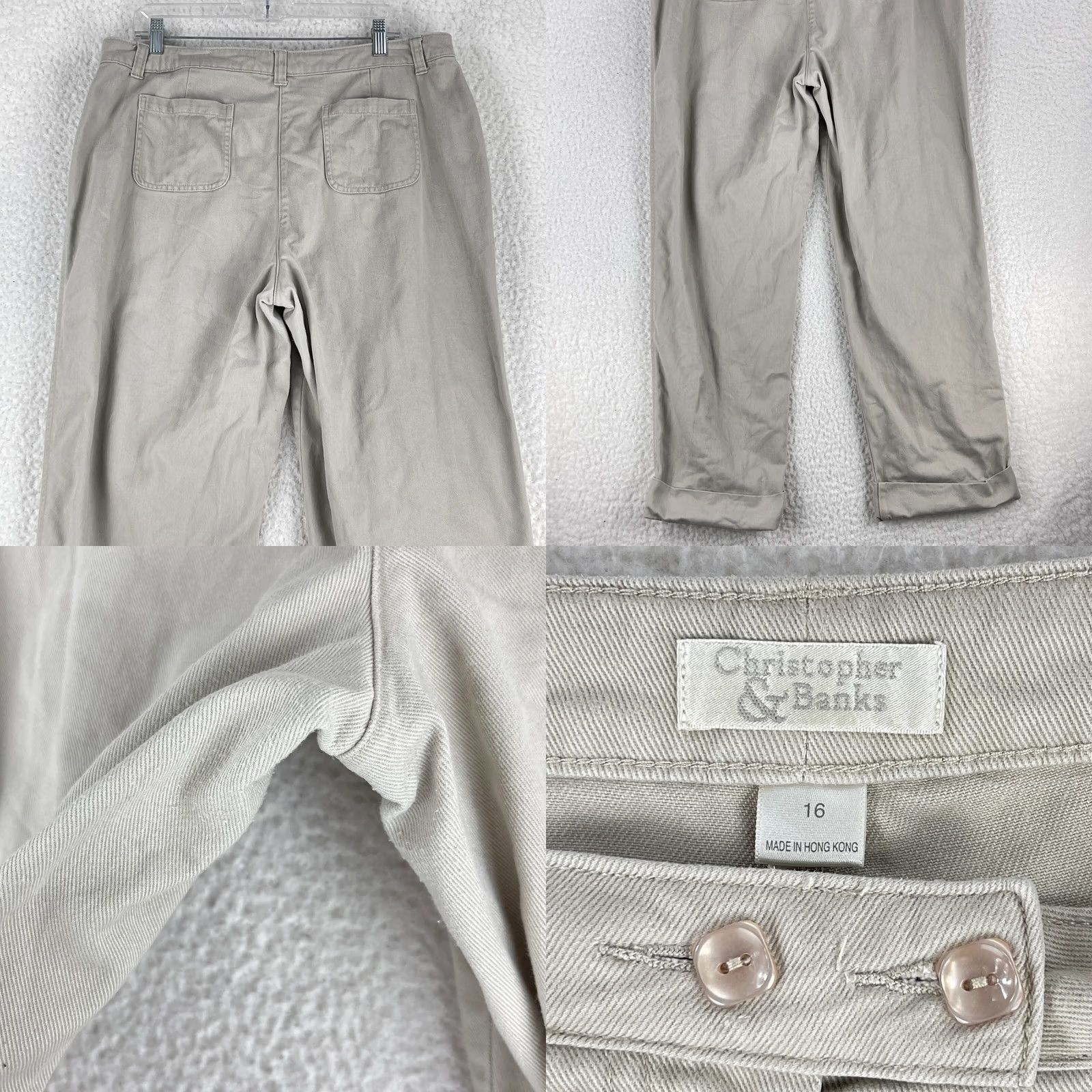 Vintage VINTAGE Christopher & Banks Pants Womens 16 Beige Straight Leg 100% Cotton VTG Chino/City/Preppy Size 38" / US 16 / IT 52 - 9 Thumbnail