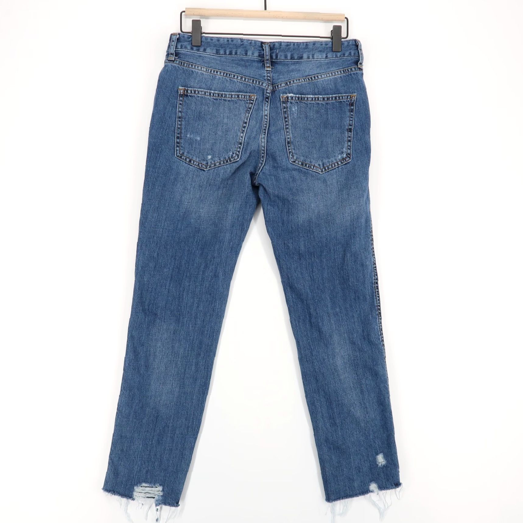 Vintage We The Free Jeans Womens 26 Blue Button Fly Distressed Ankle Fray Size 26" / US 2 / IT 38 - 2 Thumbnail