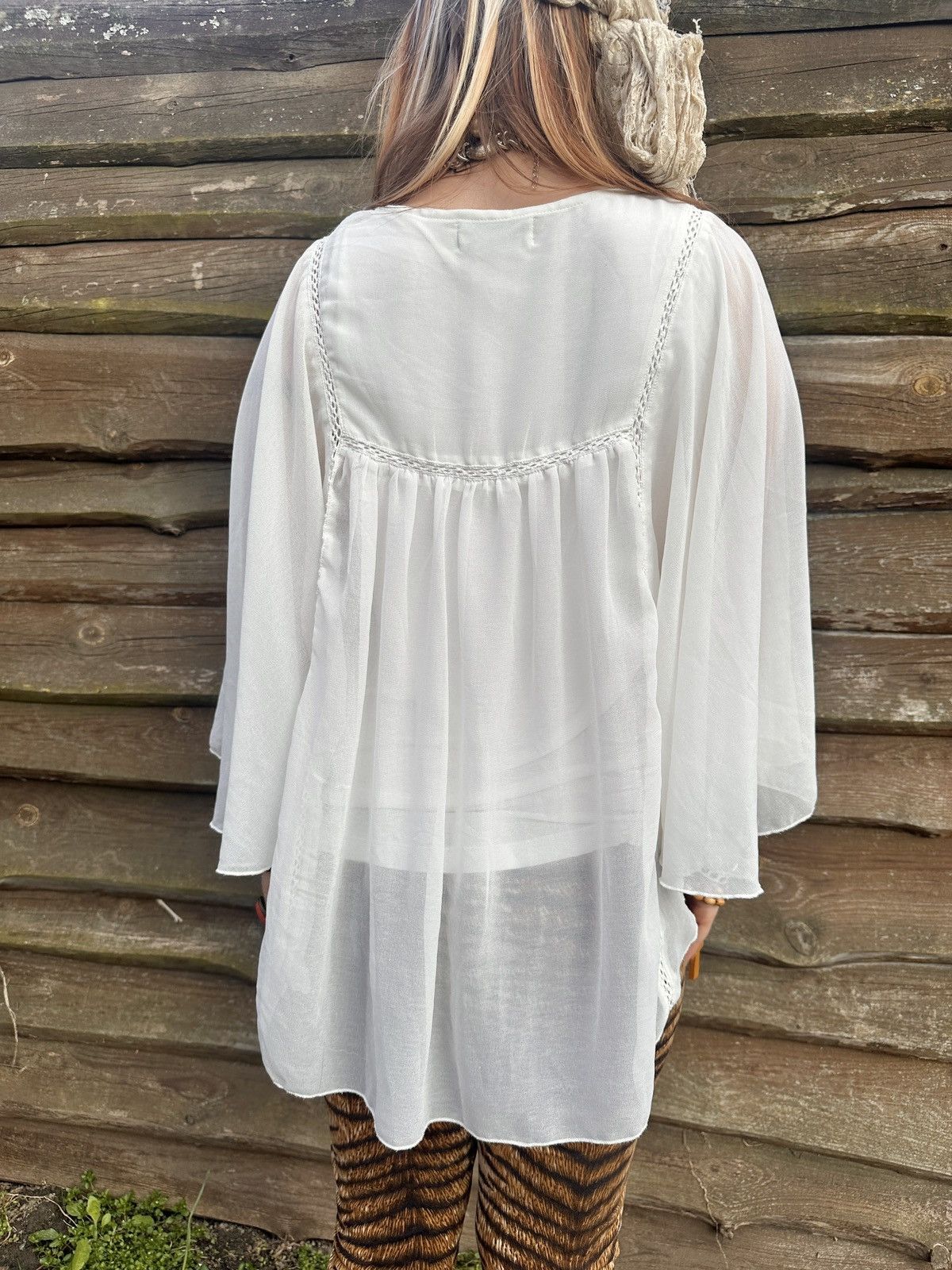 Vintage Vintage viscose white boho flowing blouse Size S / US 4 / IT 40 - 7 Thumbnail