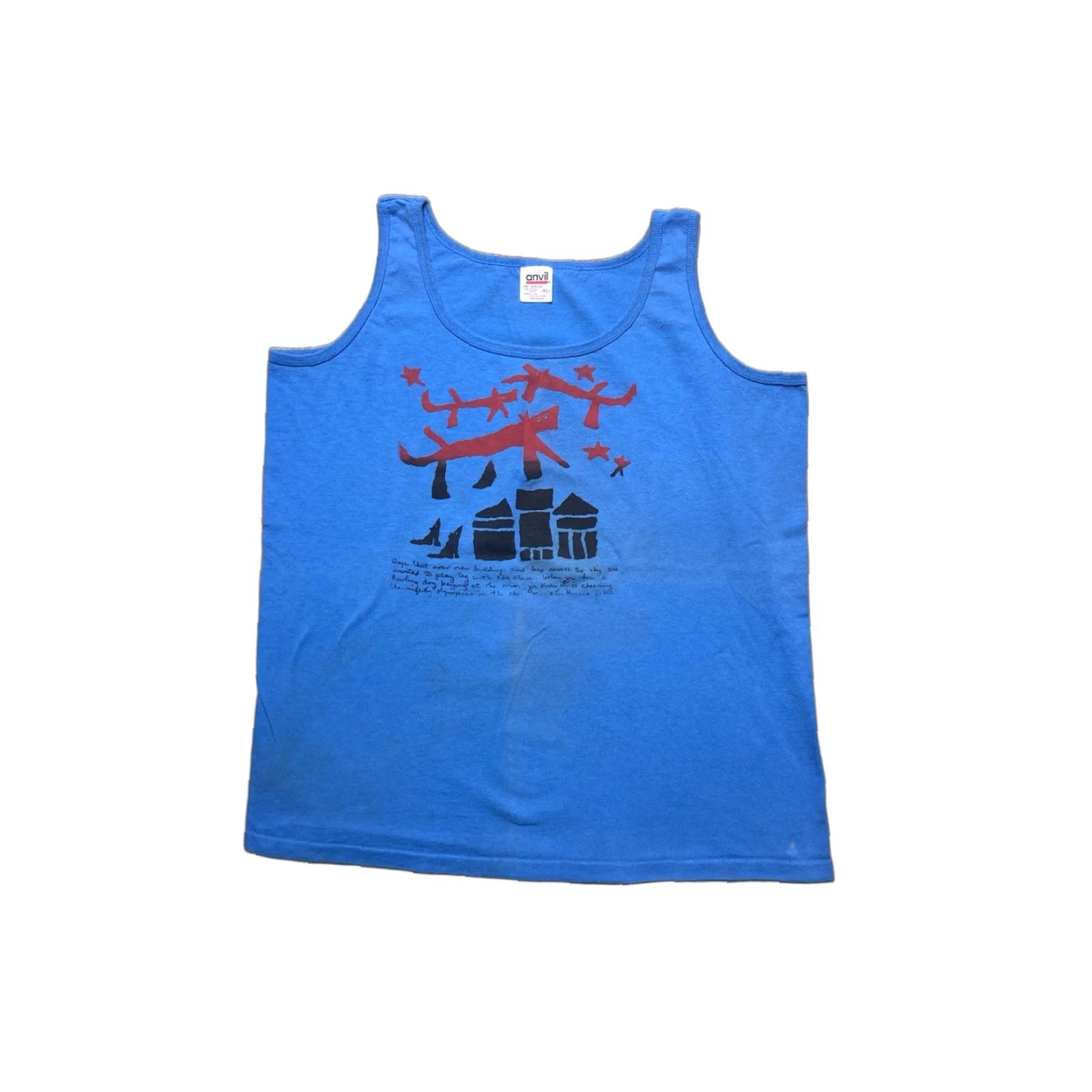 Anvil VINTAGE 90s Tank Top Sleeveless Shirt Marit Lee Kucera Dog Folk Art Animal XL Blue Anvil T-Shirt Mens 90s Sleeveless Size US XL / EU 56 / 4 - 1 Thumbnail