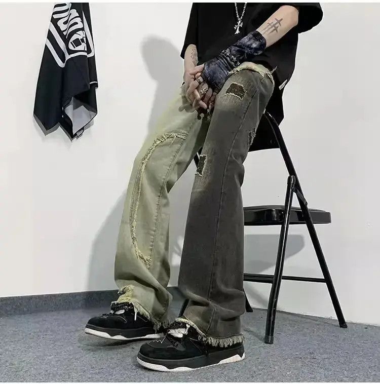 Japanese Brand Retro patchwork straight leg jeans Size US 32 / EU 48 - 2 Thumbnail