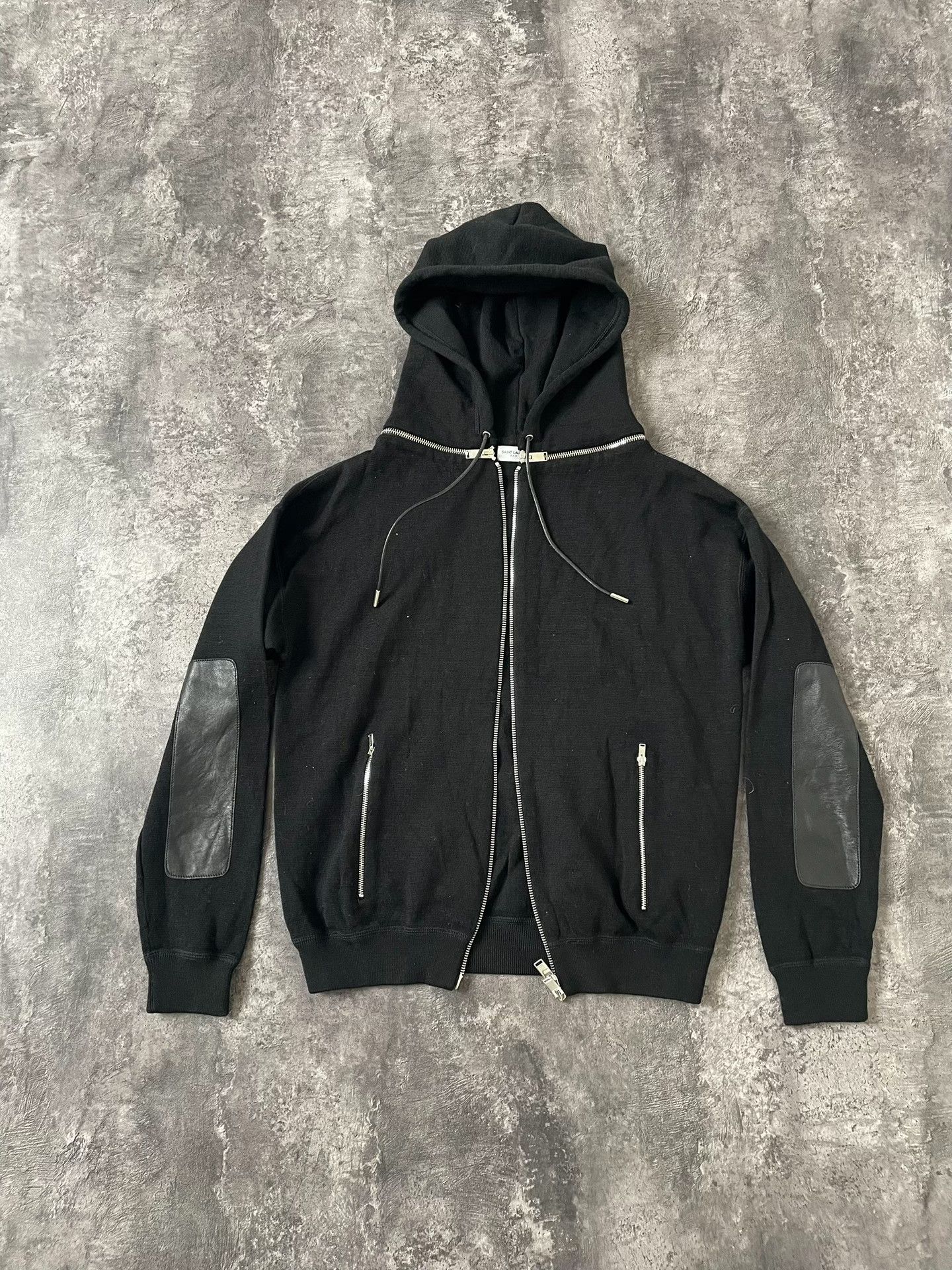 Saint Laurent Paris Saint Laurent Black Hooded Cardigan with Zippers Size US S / EU 44-46 / 1 - 1 Thumbnail