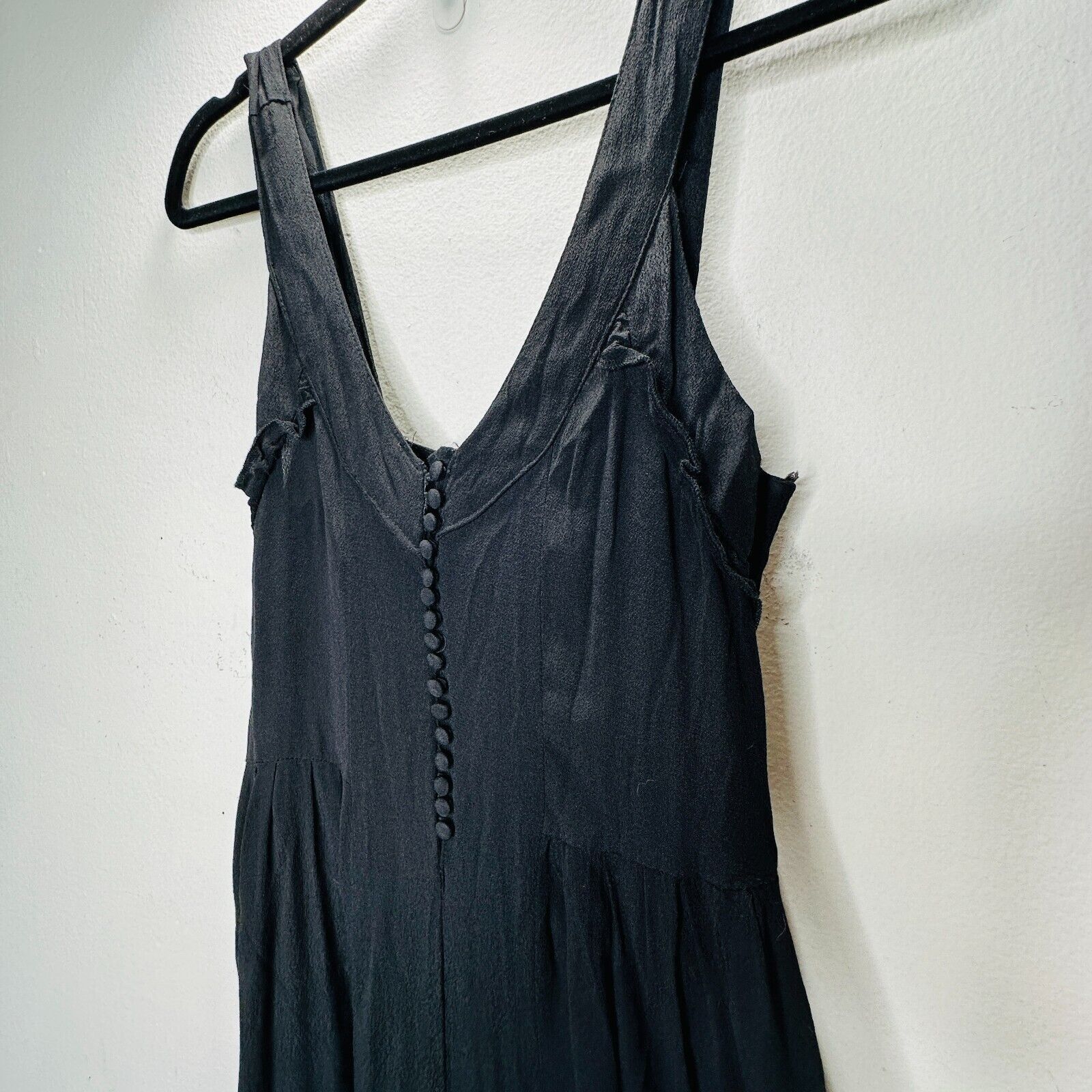 Other Taylor & Sage Black V Neck Button Front Wide Leg Jumpsuit S Size 26" / US 2 / IT 38 - 8 Thumbnail