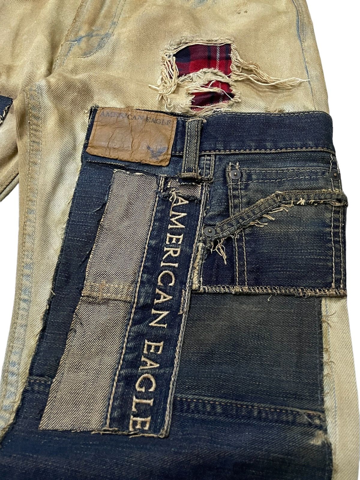 Hysteric Glamour × Japanese Brand American Eagle Patch work Mud Wash Dirty Loose Jeans Size US 30 / EU 46 - 13 Thumbnail
