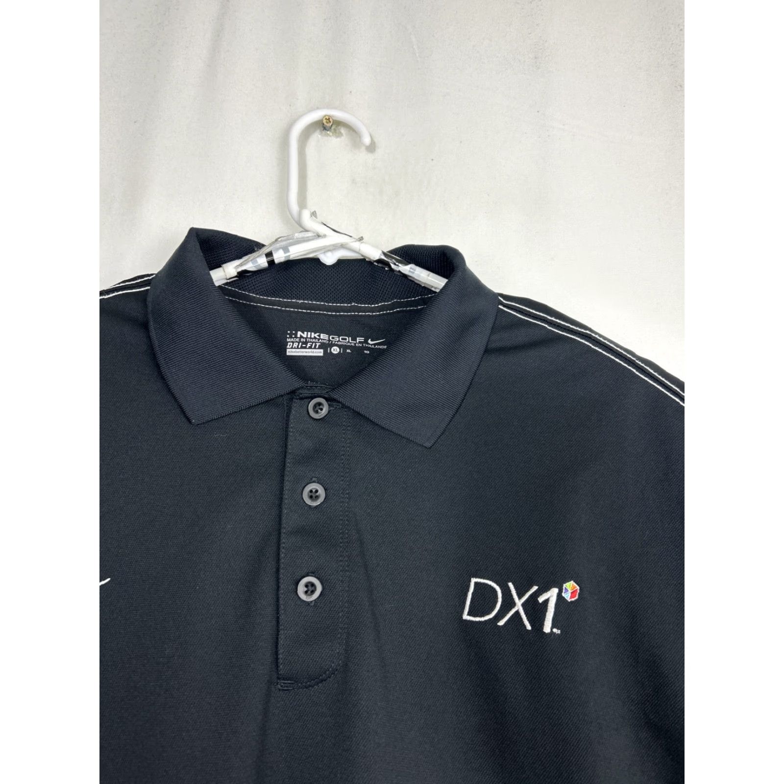 Nike Nike Golf DRI-FIT Mens XL Black Polo Embroidered DX1 Logo Sleeve 90s? Size US XL / EU 56 / 4 - 3 Thumbnail