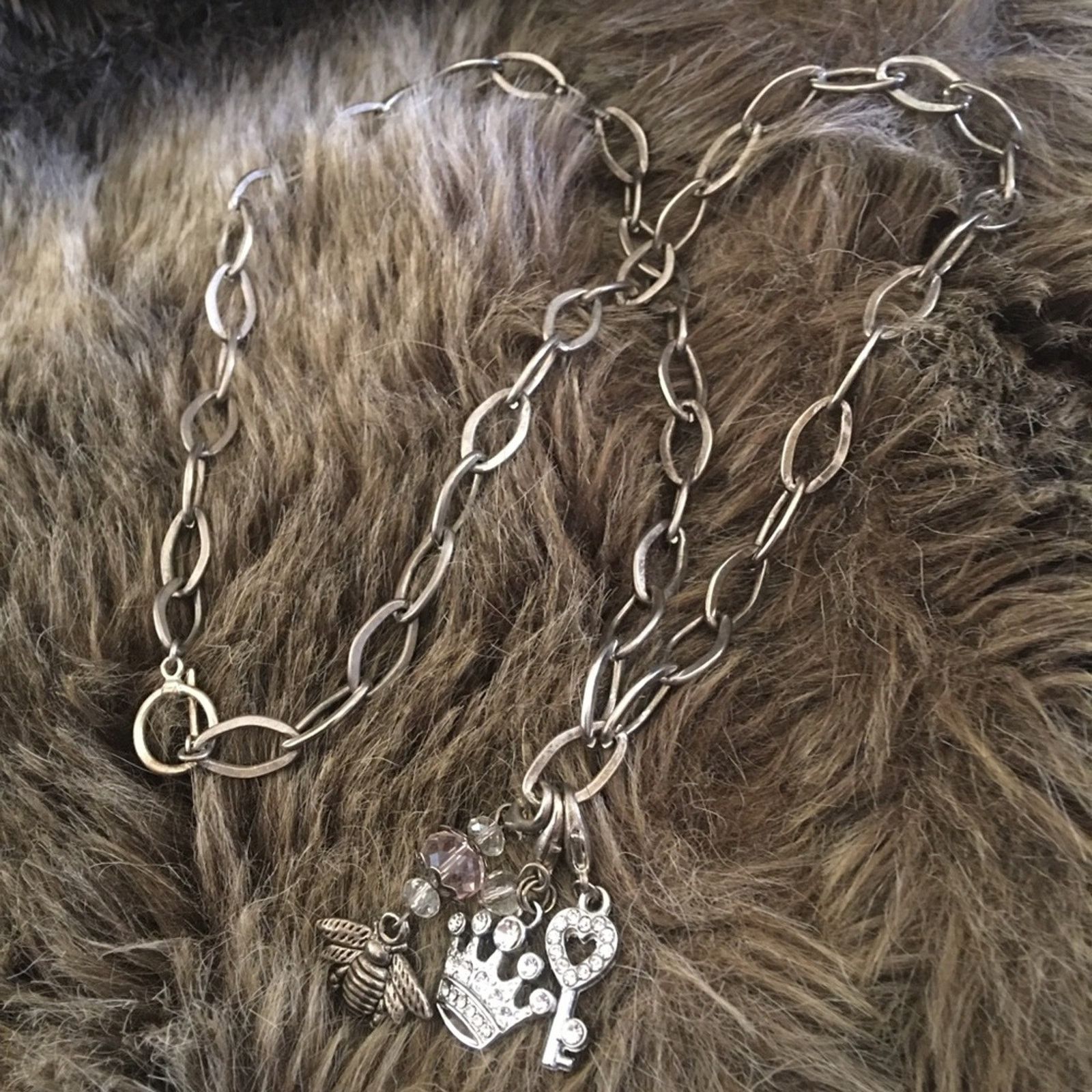 Jewelry Matte silver tone chain link charm accent necklace Size ONE SIZE - 7 Thumbnail