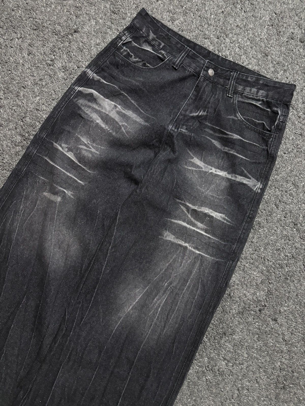 JNCO Vintage very rare wavy gradiant black washed baggy jeans Size US 32 / EU 48 - 2 Thumbnail