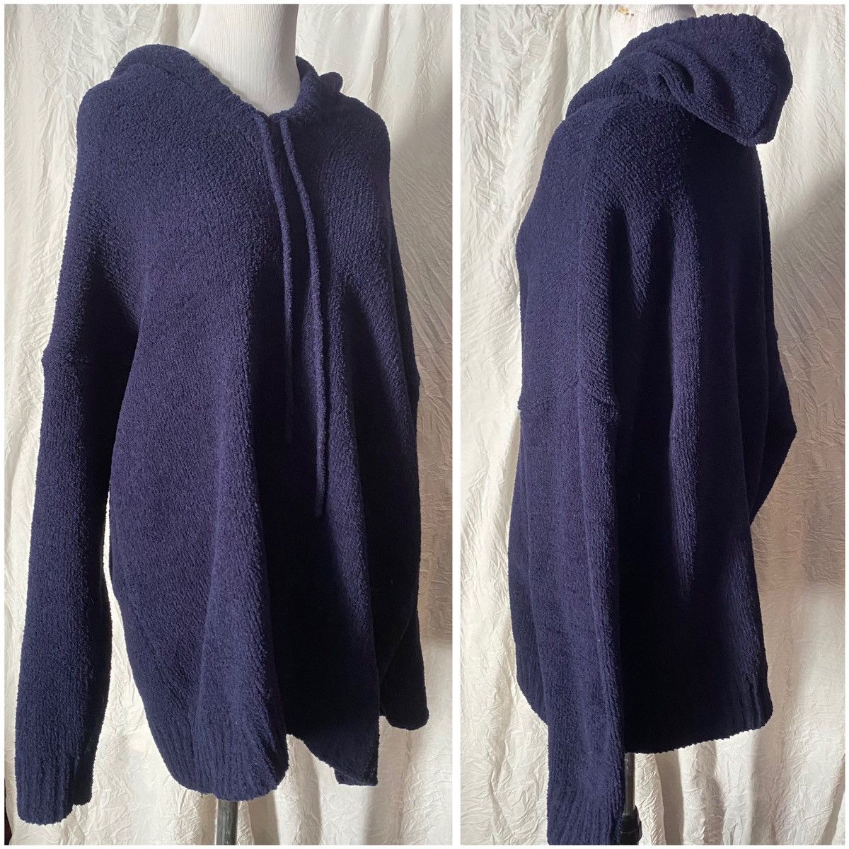 Vintage Navy, Chenille, Oversized Chunky Pullover Hooded Sweater Size ONE SIZE - 10 Thumbnail