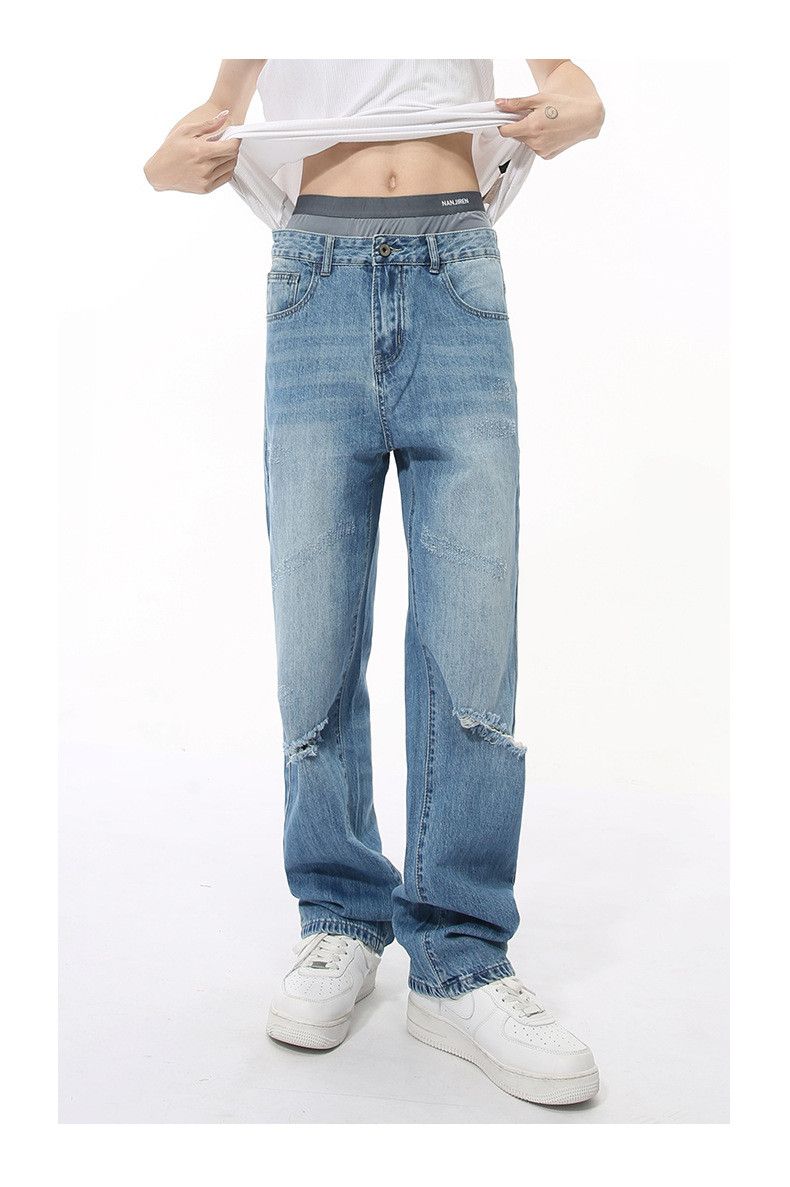 Japanese Brand Japanese retro simple ripped retro straight jeans Size US 32 / EU 48 - 2 Thumbnail