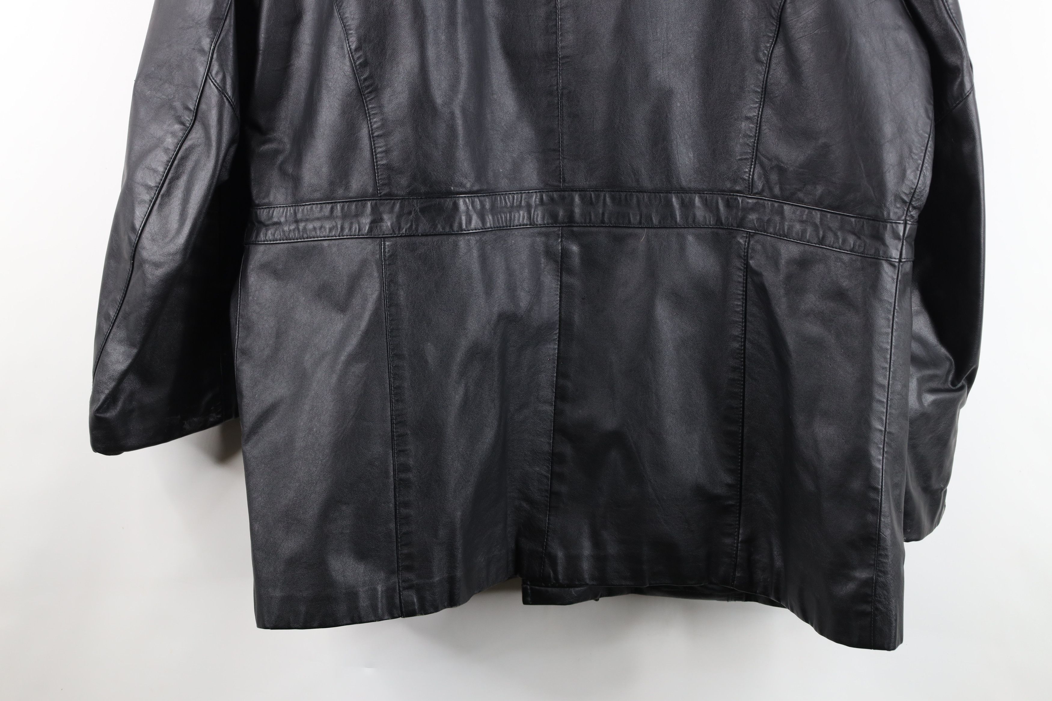 Vintage Vintage 70s Streetwear Button Leather Jacket Coat Black Size US XXL / EU 58 / 5 - 16 Thumbnail