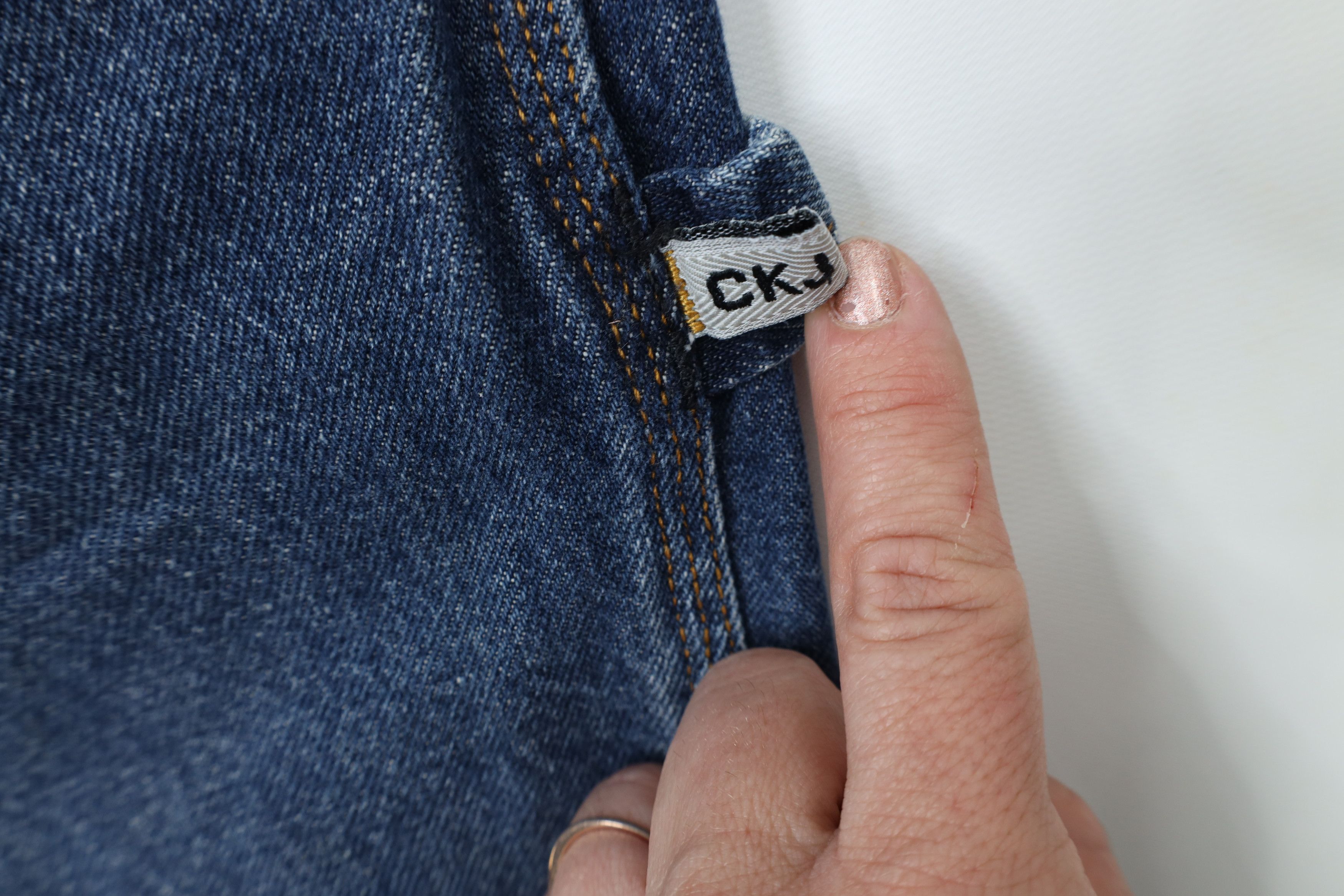 Calvin Klein × Vintage Vintage 90s Calvin Klein Spell Out Wide Leg Dungaree Jeans Size US 31 - 7 Thumbnail