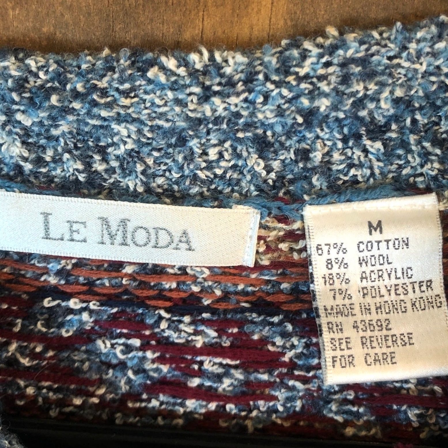 Vintage VINTAGE Le Moda Womens Sweater Crew Neck Wool Blend Knit Multi Aztec M Blue Size M / US 6-8 / IT 42-44 - 4 Thumbnail
