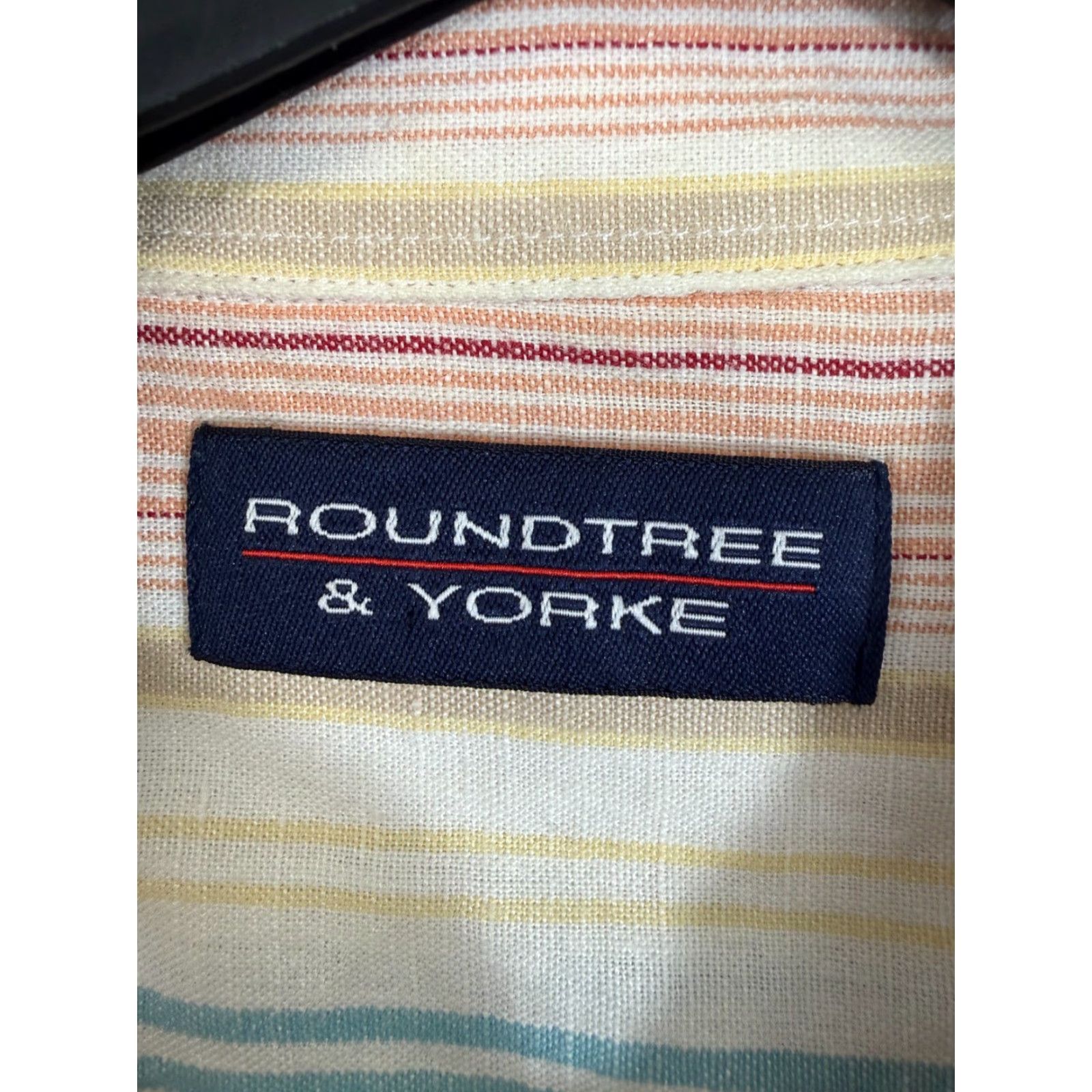 Roundtree & Yorke Roundtree & Yorke Shirt Mens XL Multicolor Striped Linen Blend Short Sleeve Beach Button Front Size US XL / EU 56 / 4 - 5 Thumbnail