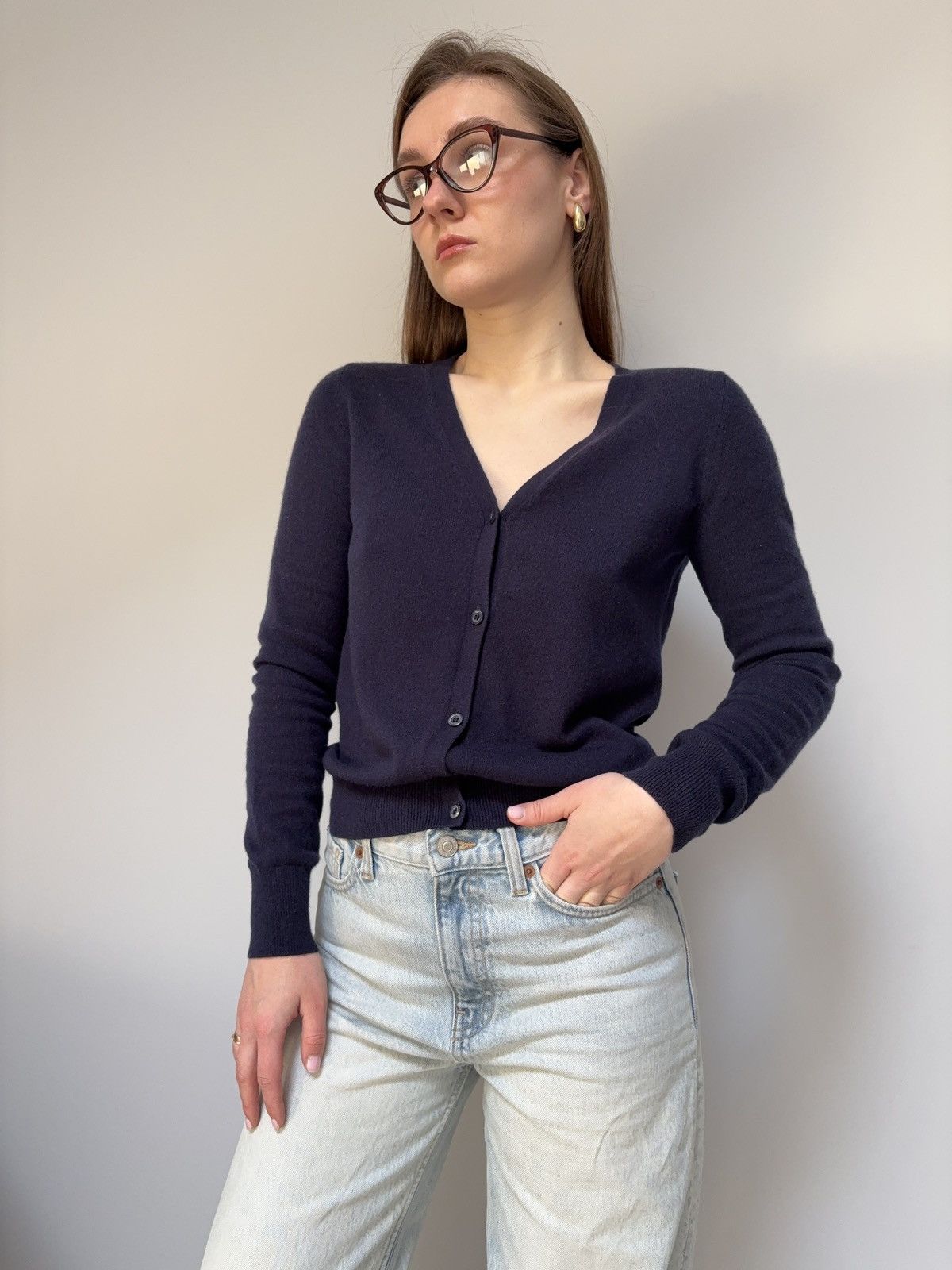 Prada Prada Milano Pure Cashmere Cardigan V-Neck Navy Blue Size 40 Size S / US 4 / IT 40 - 3 Thumbnail