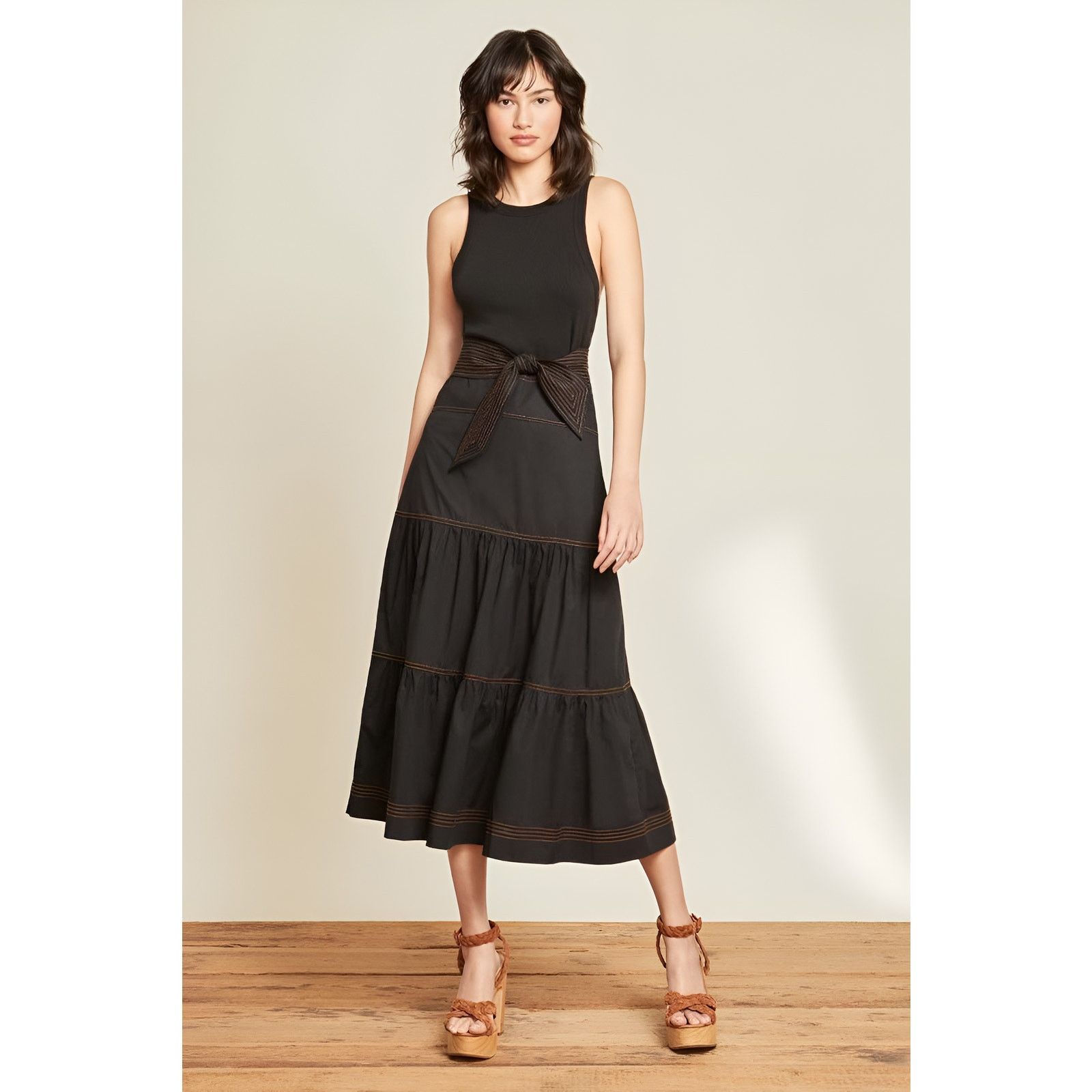Veronica Beard Veronica Beard Austyn Tie Waist Tiered Tank Midi Dress XL Size XL / US 12-14 / IT 48-50 - 1 Thumbnail