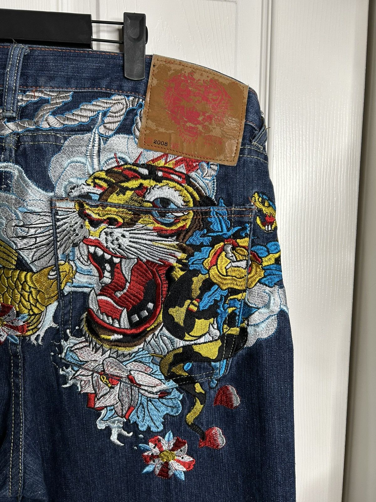 Christian Audigier 2008 Ed Hardy Japan Embroidered Jeans Size US 38 / EU 54 - 4 Thumbnail