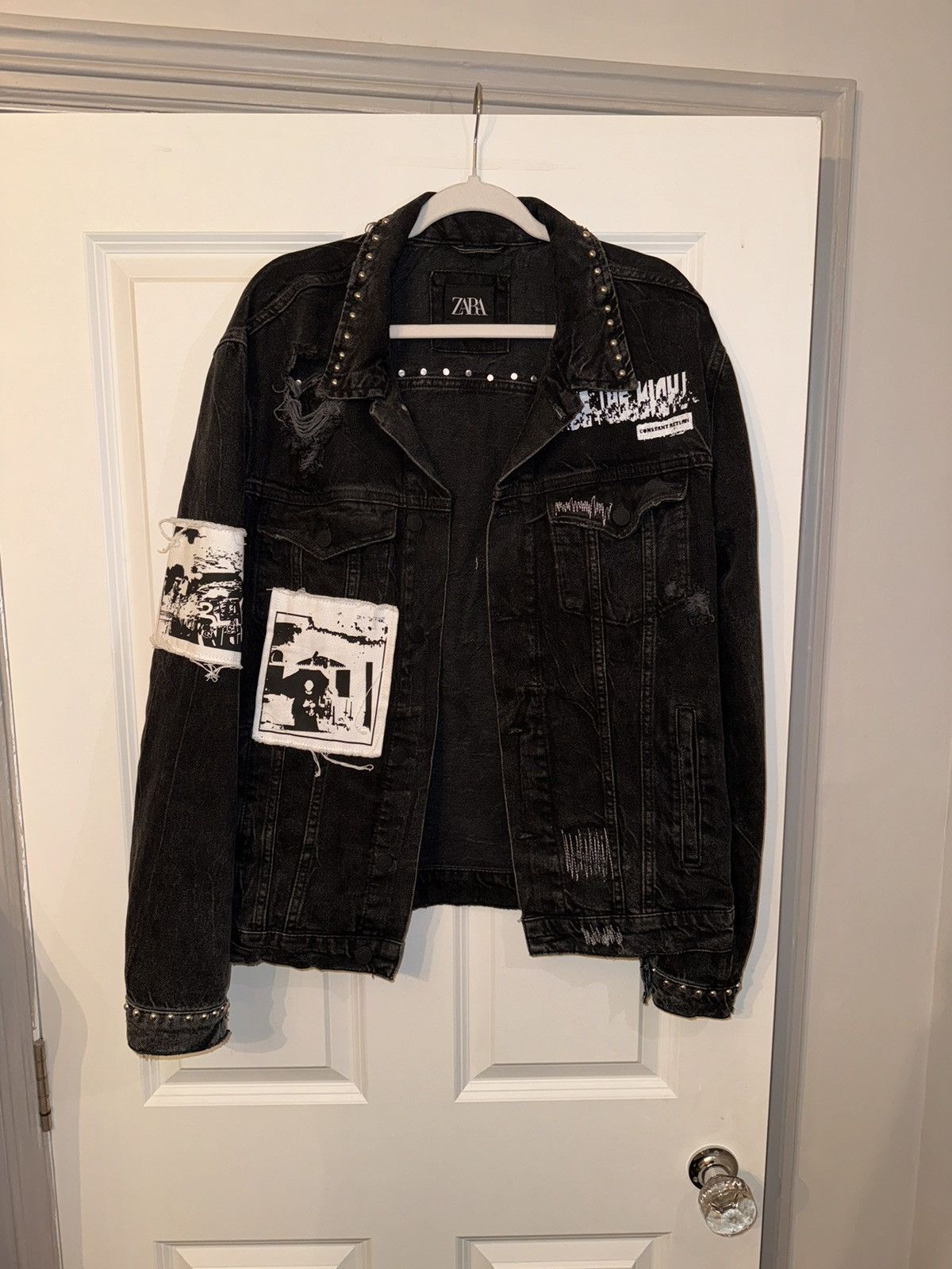 Japanese Brand × Zara Zara Distressed Print Denim Jacket Size US XL / EU 56 / 4 - 3 Thumbnail