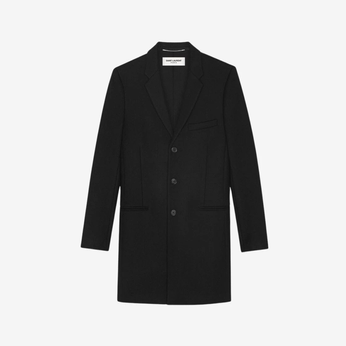 o1s1wg110824 Chesterfield Coat Pointed Lapels Wool in Black