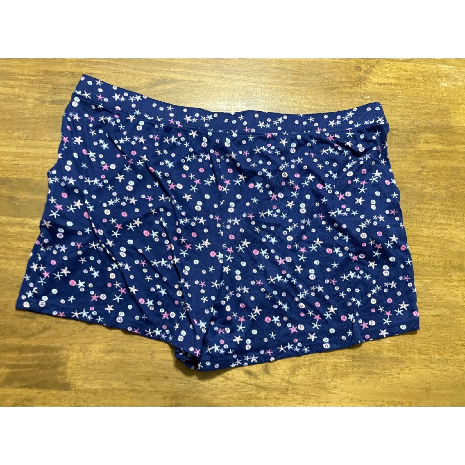 Vintage Time & Tru Shorts Women Plus 2X Sleep Shorts White Navy Pink White Lounge Pattern Solid Vintage? No. (Wait) Size 40" / US 18 - 2 Thumbnail