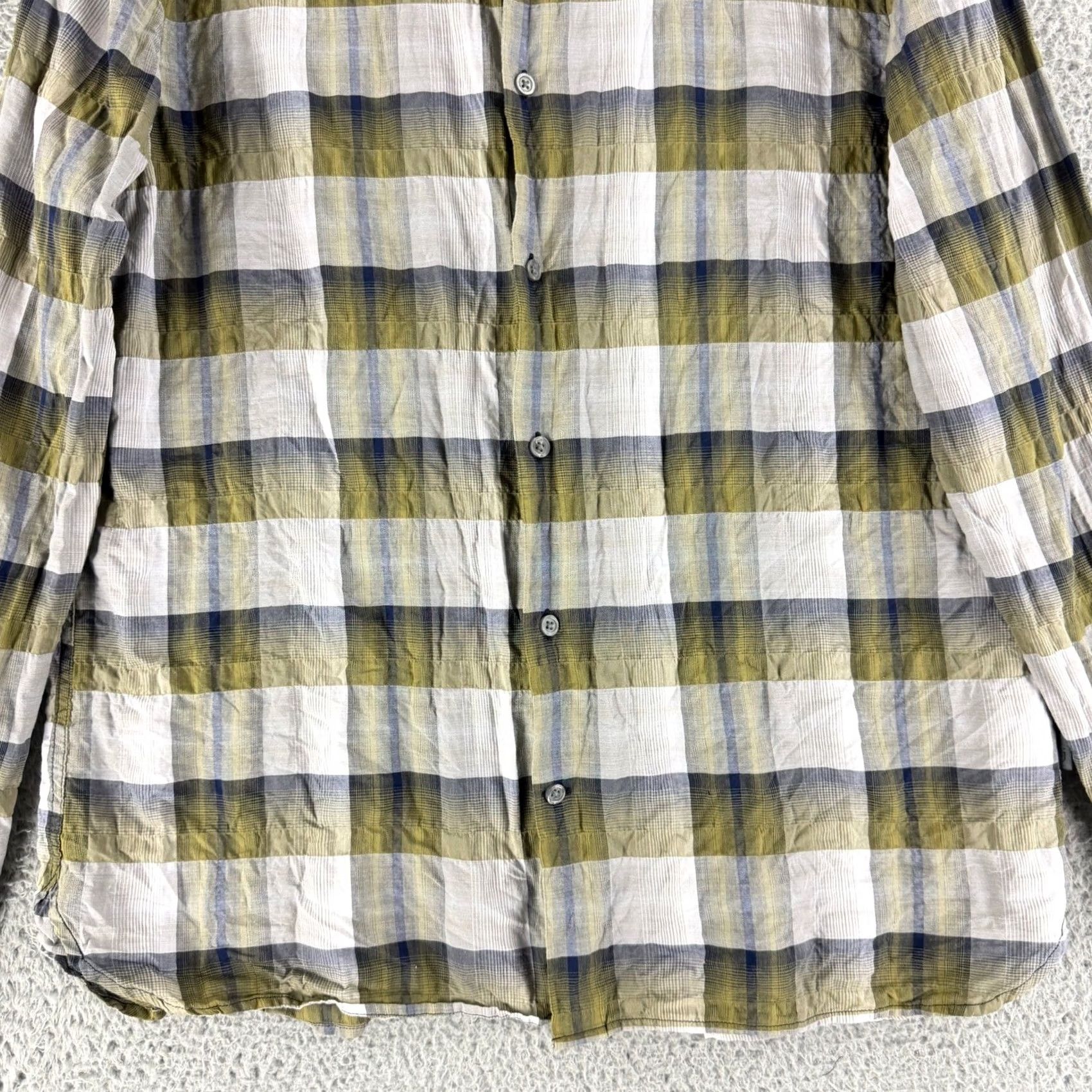 John Varvatos John Varvatos Button Down Shirt Men Large Green Plaid Long Sleeve Cotton Casual Size US L / EU 52-54 / 3 - 4 Thumbnail