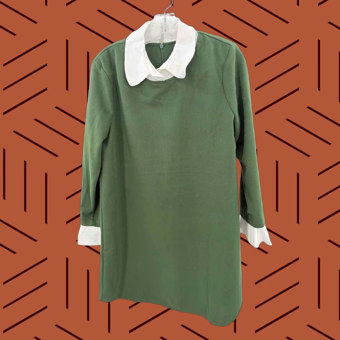 Pre-Owned Tuckernuck Green Large Knee Length Long Sleeve Dress